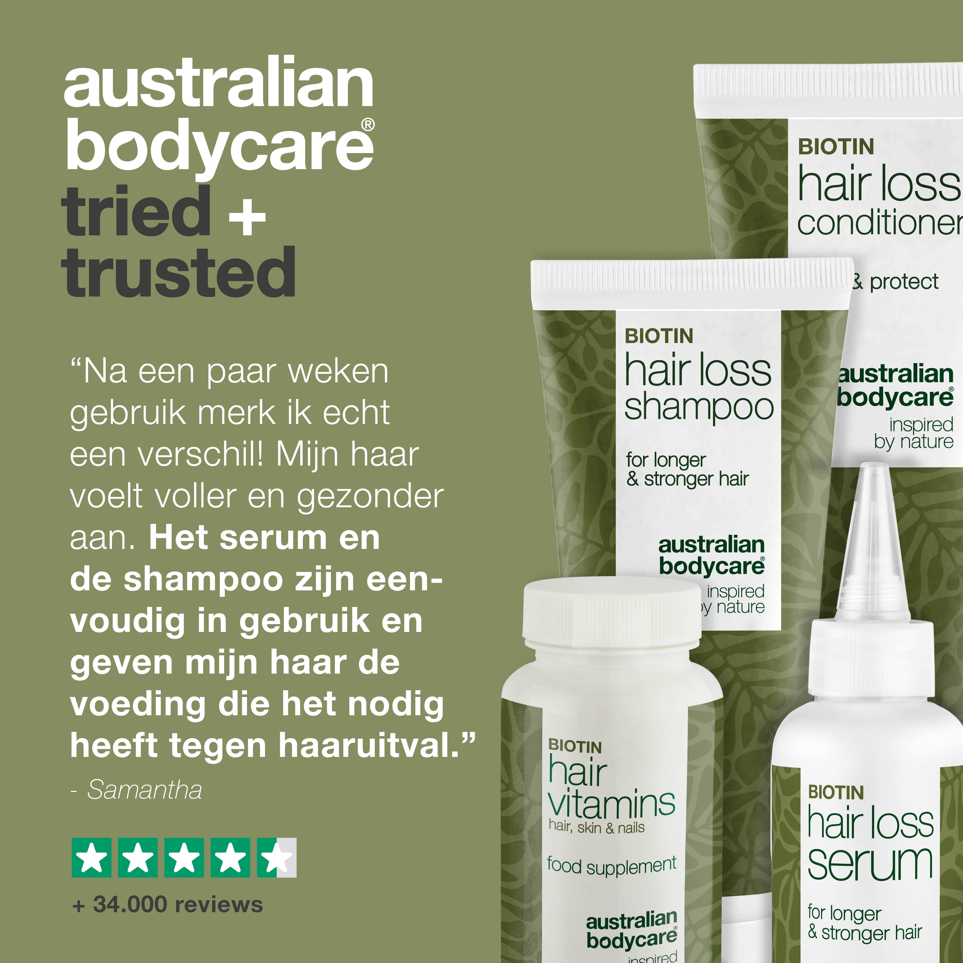 Haaruitvalpakket met haarvitamines voor haaruitval en dun haar — Haaruitvalproducten met Biotine, Tea Tree Olie en Capilia Longa