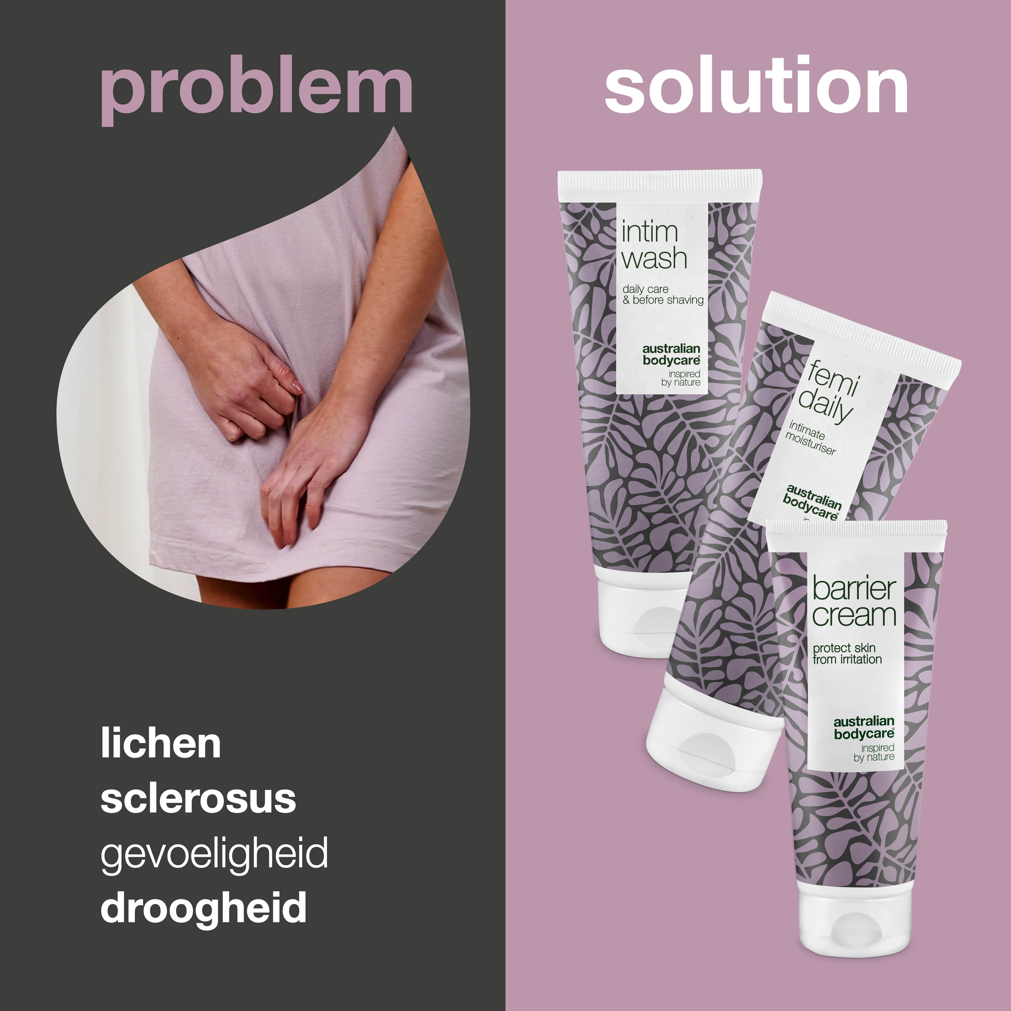 Pakket voor de verzorging van Lichen Sclerosus — 3 verzachtende producten voor de intieme zone verzorgen en beschermen bij jeuk en pijn
