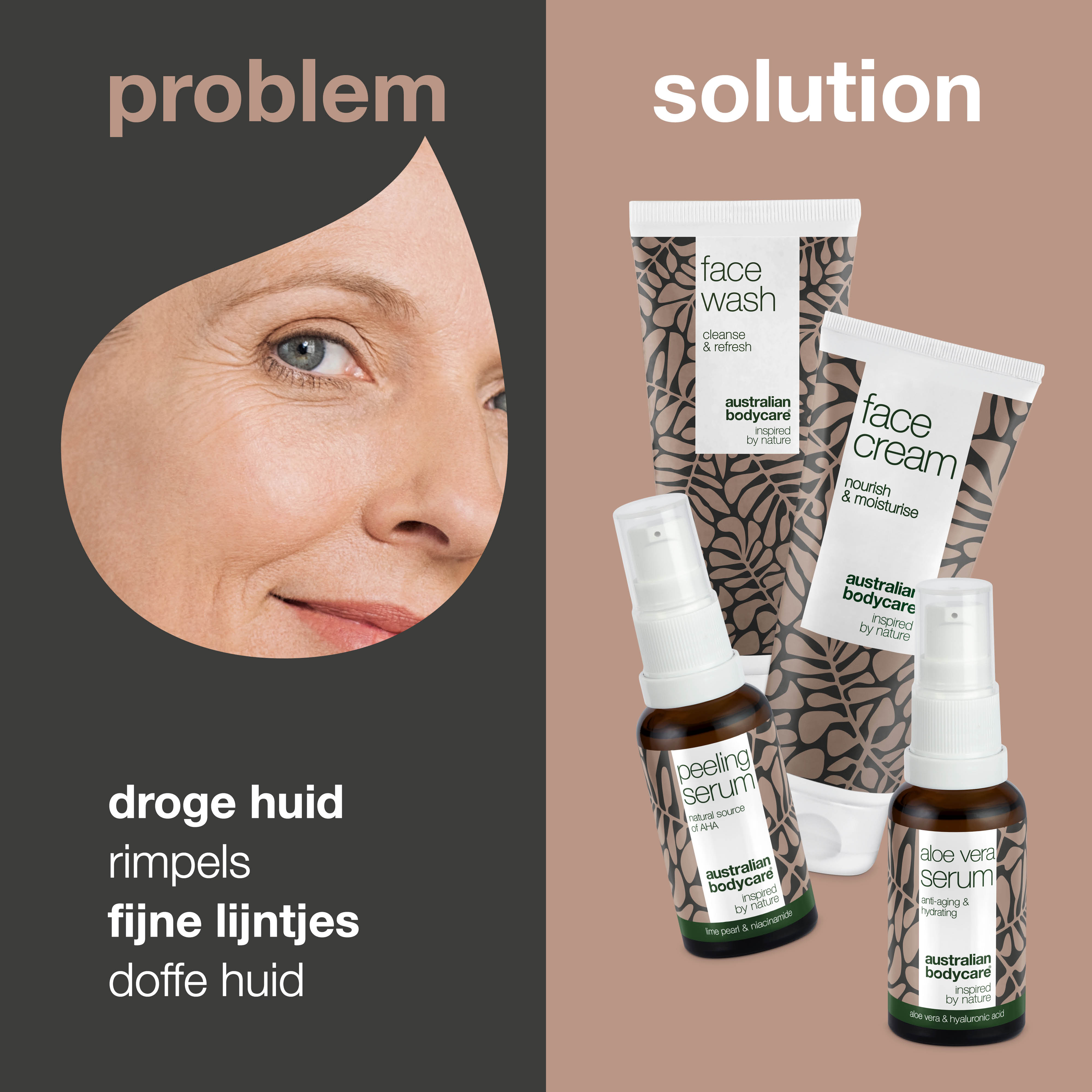Pakket met 4 producten voor rimpels & vochtarme huid — Compleet Anti Aging pakket voor rimpels en droge huid in het gezicht