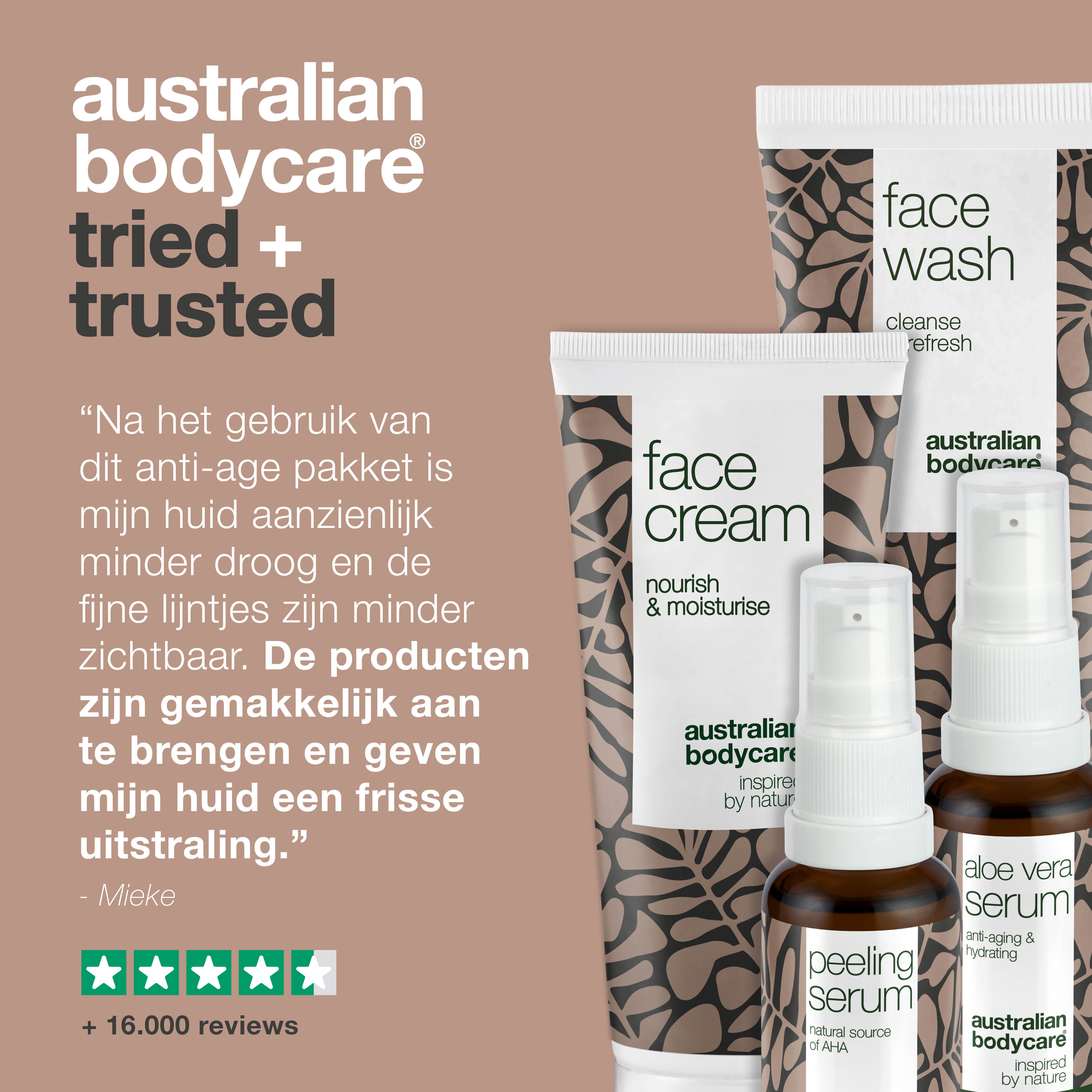 Pakket met 4 producten voor rimpels & vochtarme huid — Compleet Anti Aging pakket voor rimpels en droge huid in het gezicht