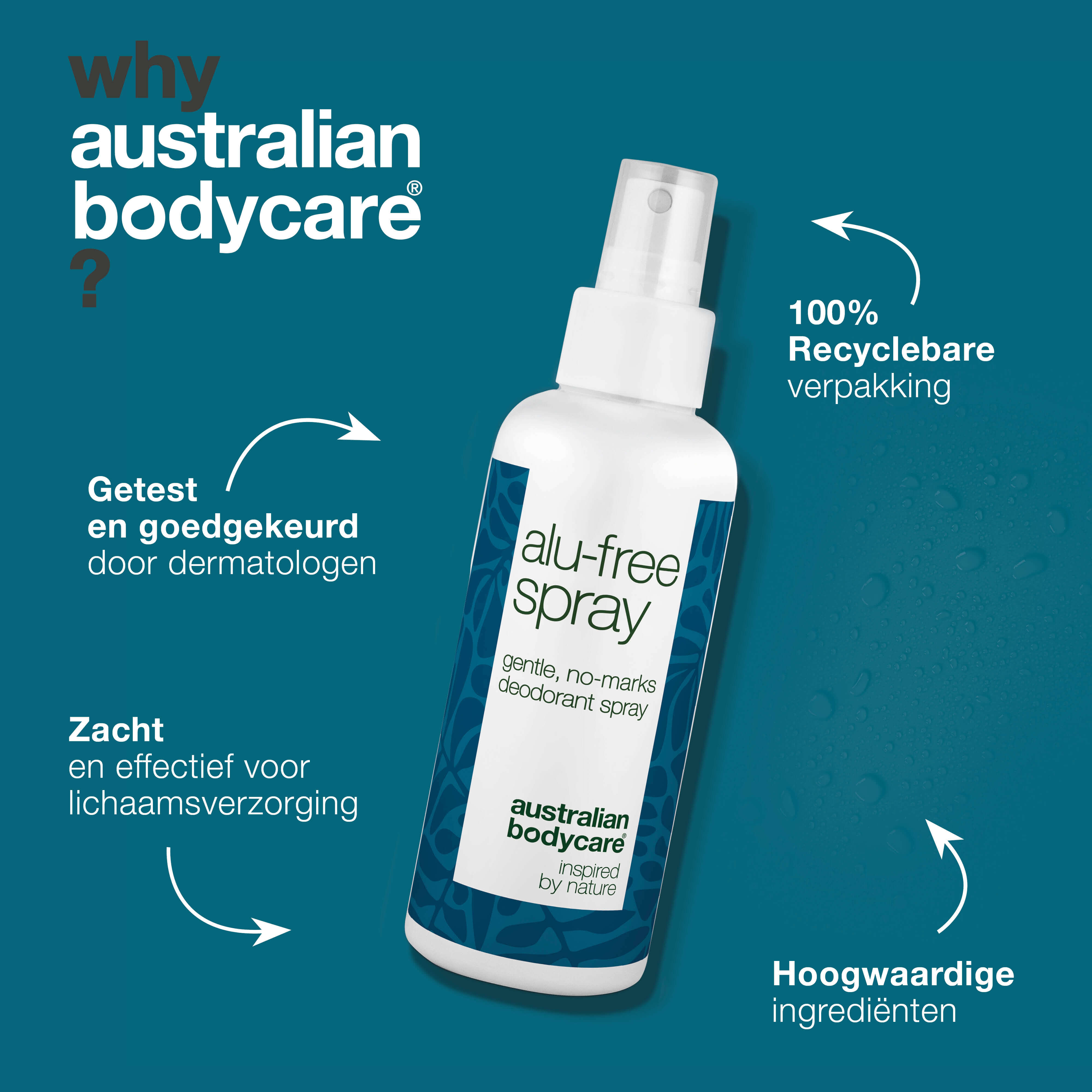 Aluminiumvrije Deodorantspray – Natuurlijke Frisheid — Effectieve aluminiumvrije deodorant met natuurlijke ingrediënten. Helpt tegen geur, droogt snel en houdt je de hele dag fris.