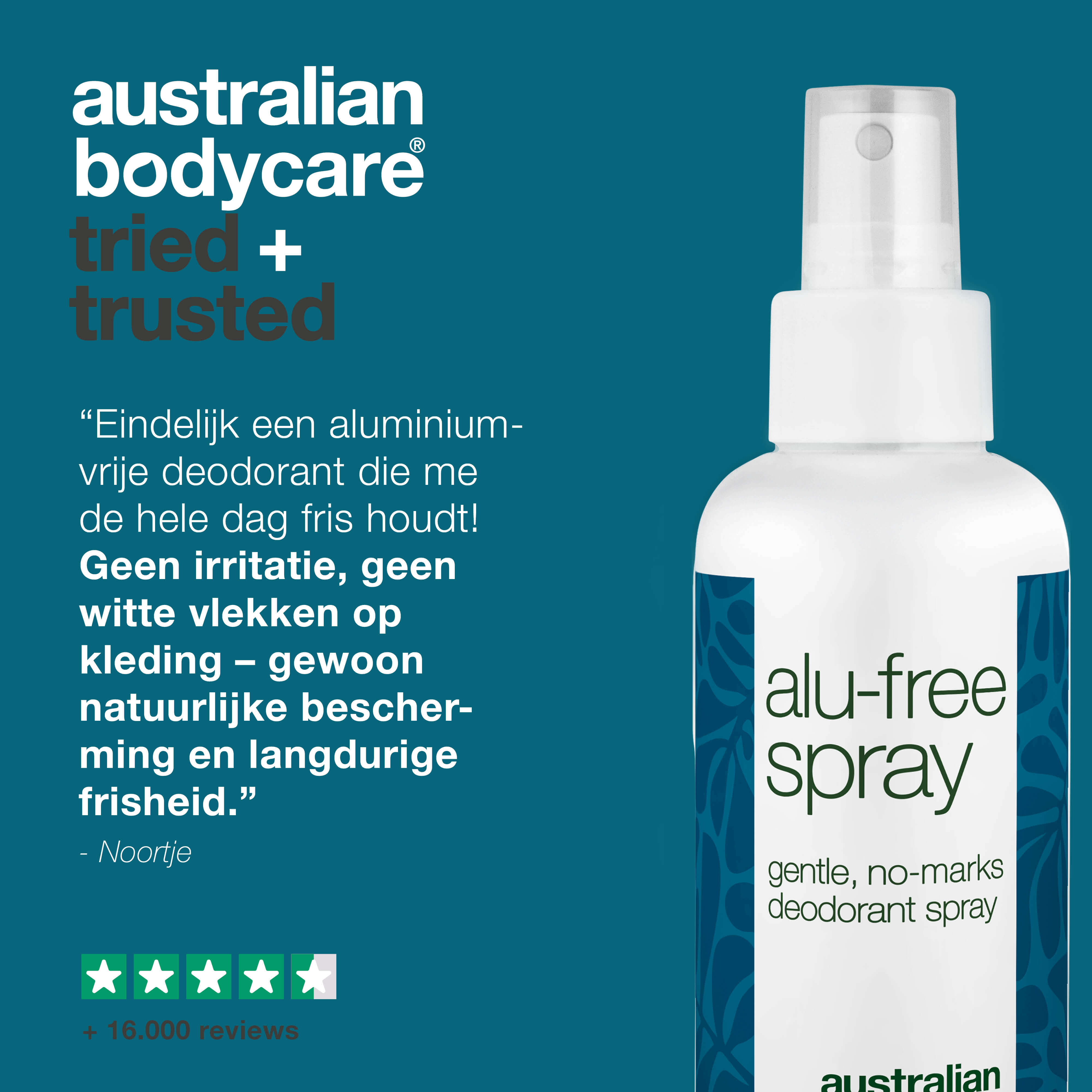 Aluminiumvrije Deodorantspray – Natuurlijke Frisheid — Effectieve aluminiumvrije deodorant met natuurlijke ingrediënten. Helpt tegen geur, droogt snel en houdt je de hele dag fris.