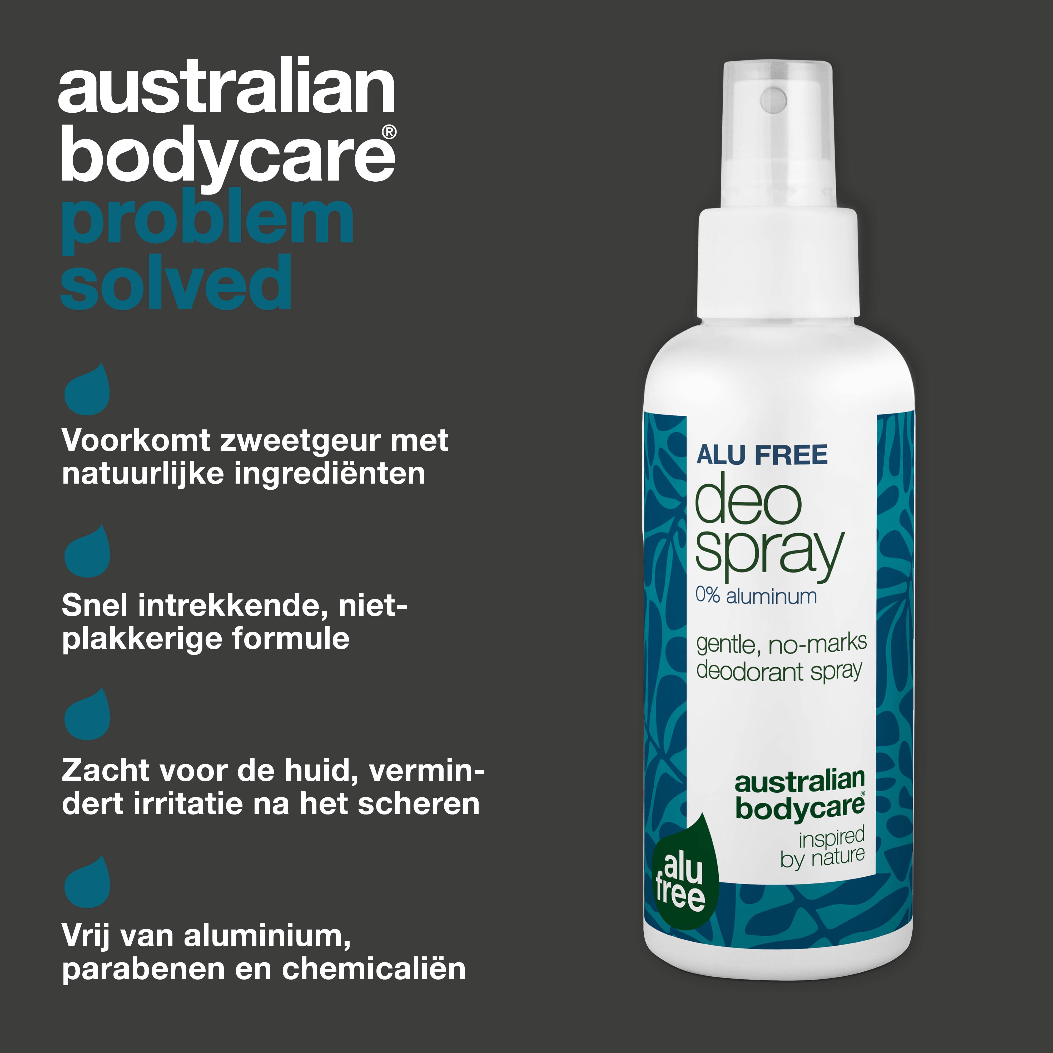 Aluminiumvrije Deodorantspray – Natuurlijke Frisheid — Effectieve aluminiumvrije deodorant met natuurlijke ingrediënten. Helpt tegen geur, droogt snel en houdt je de hele dag fris.