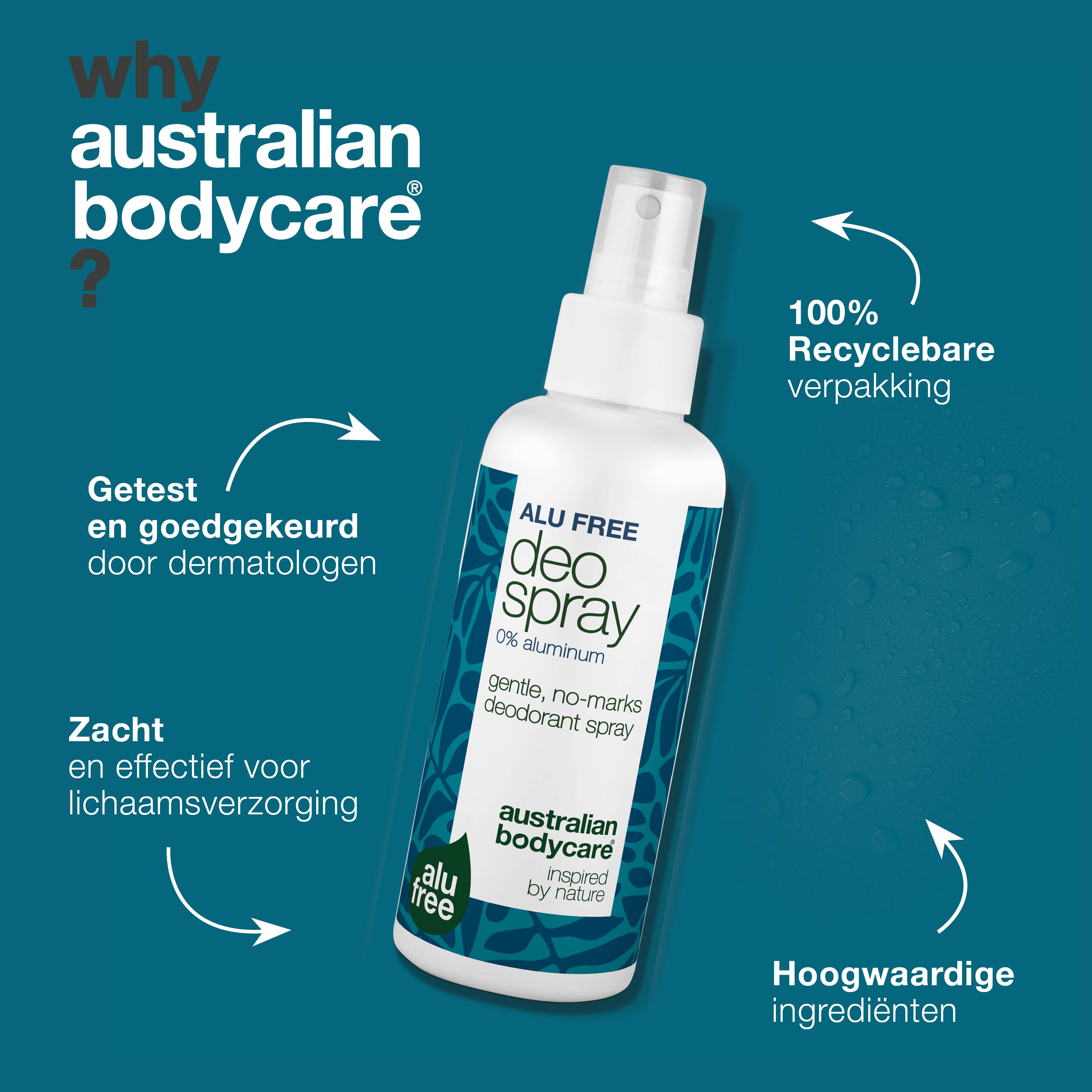 Aluminiumvrije Deodorantspray – Natuurlijke Frisheid — Effectieve aluminiumvrije deodorant met natuurlijke ingrediënten. Helpt tegen geur, droogt snel en houdt je de hele dag fris.