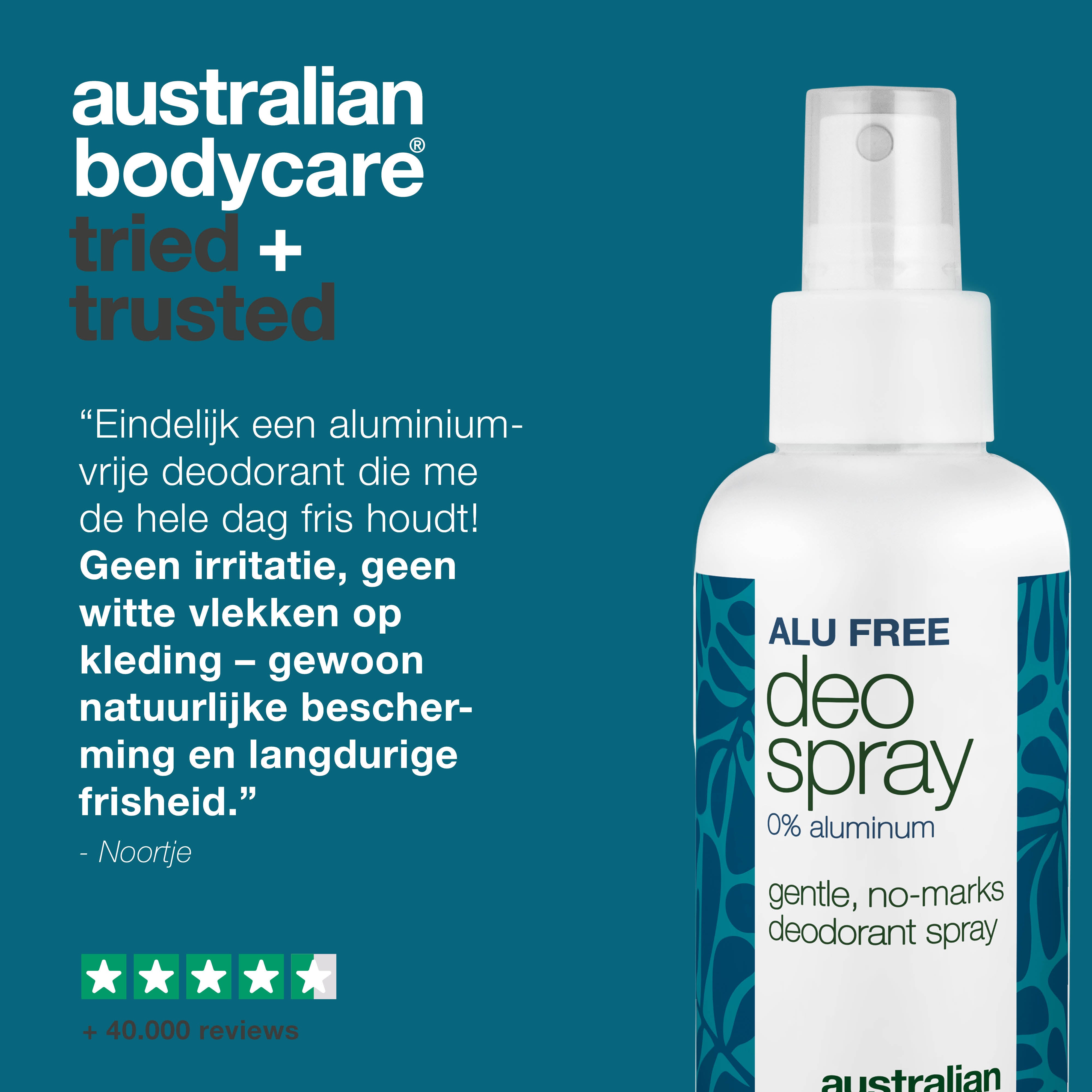 Aluminiumvrije Deodorantspray – Natuurlijke Frisheid — Effectieve aluminiumvrije deodorant met natuurlijke ingrediënten. Helpt tegen geur, droogt snel en houdt je de hele dag fris.