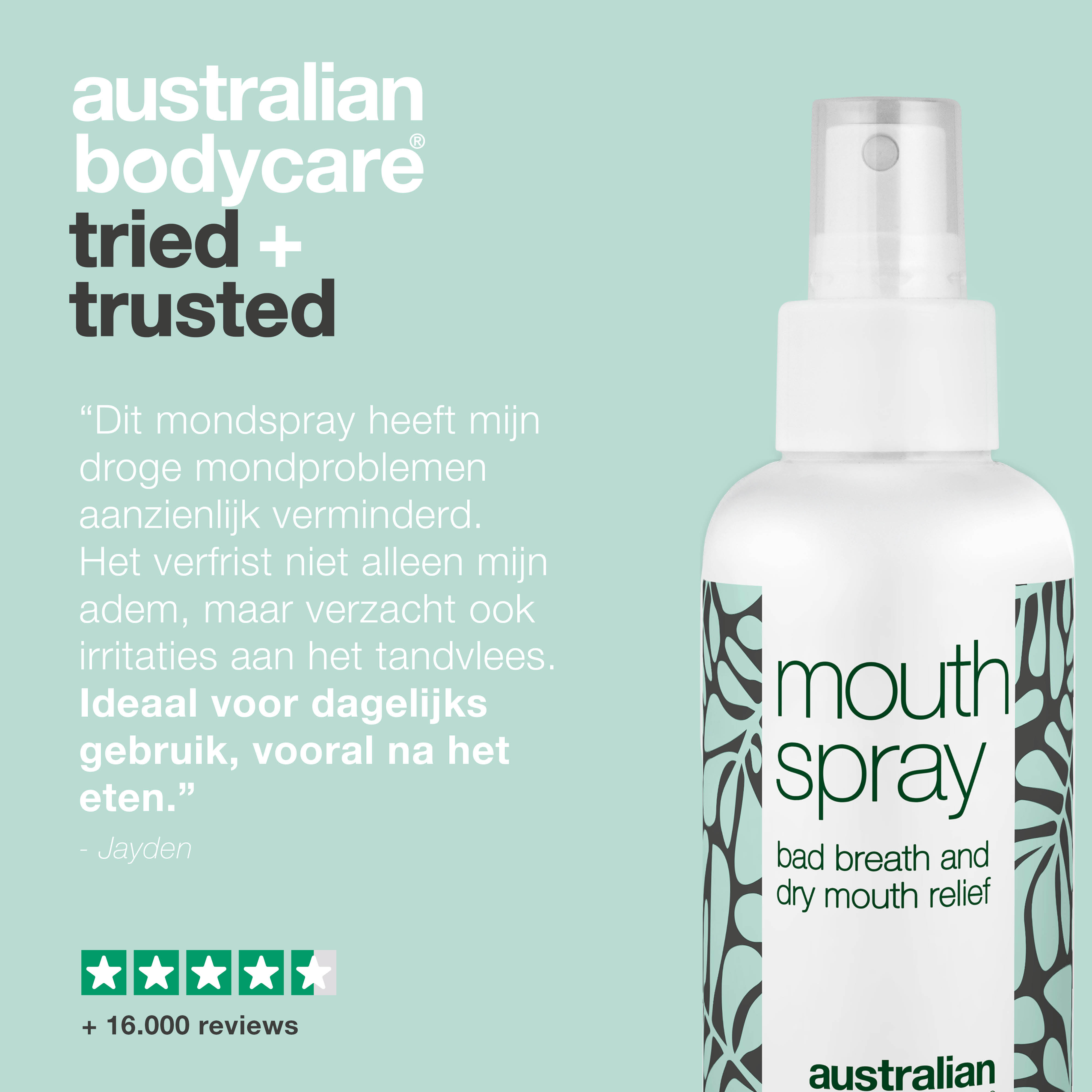 Kalmerende en verfrissende mondspray voor tong en tandvlees