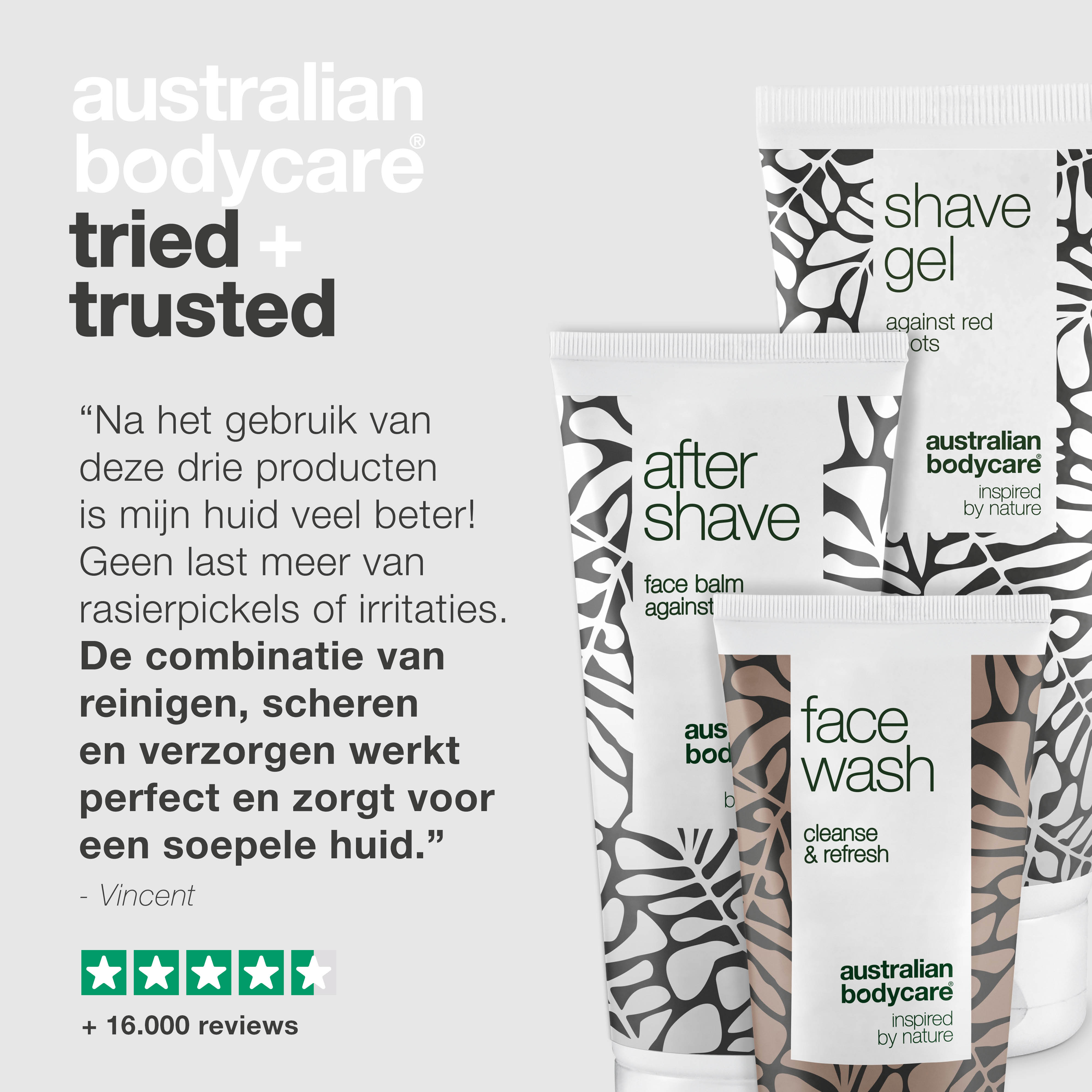 Pakket met 3 producten voor rode scheerbultjes in het gezicht — Scheren zonder bultjes, scheerbrand en ingegroeide haren
