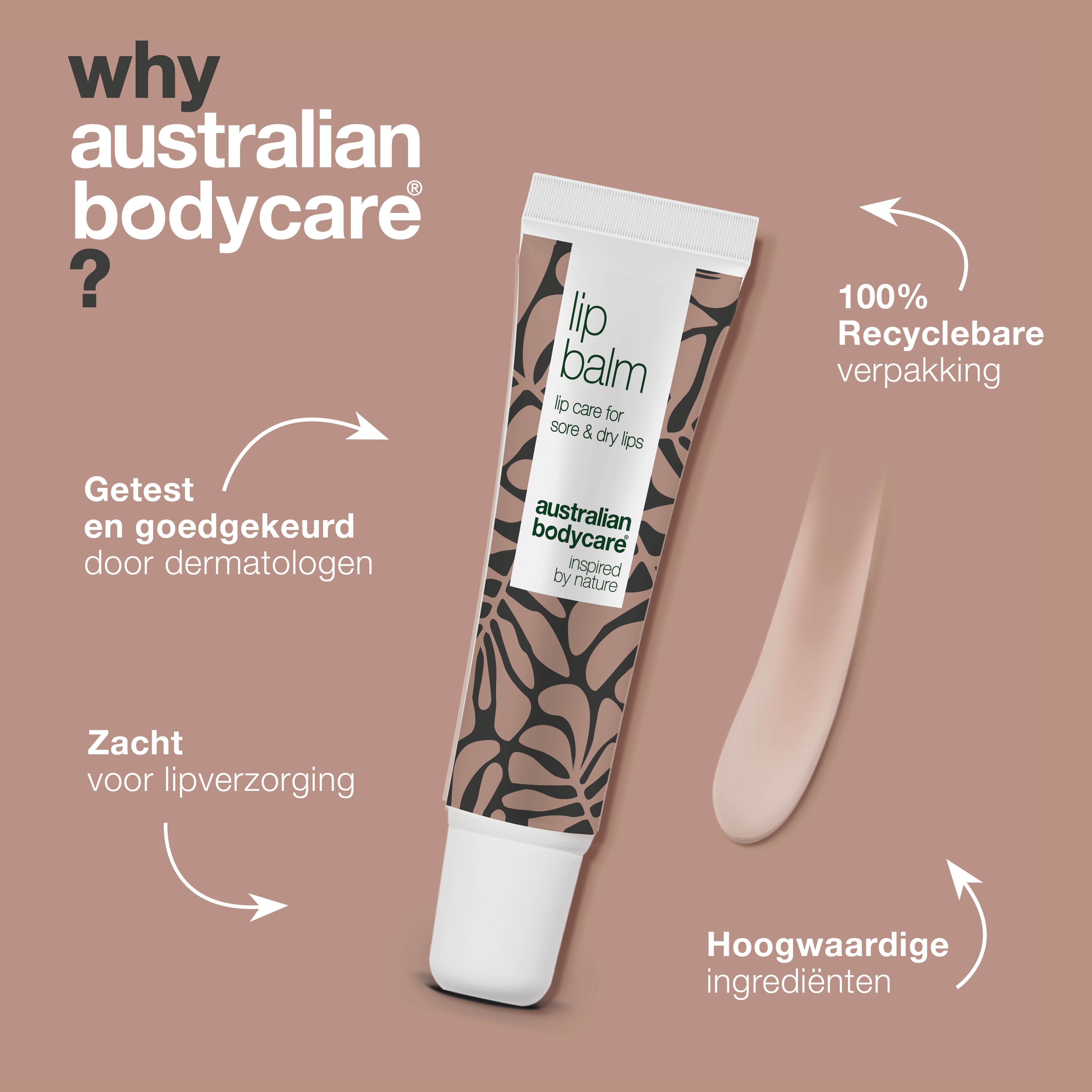 Lippenbalsem voor de verzorging van droge lippen — lippenbalsem met Tea Tree Olie voor droge lippen & verzorging van koortslip