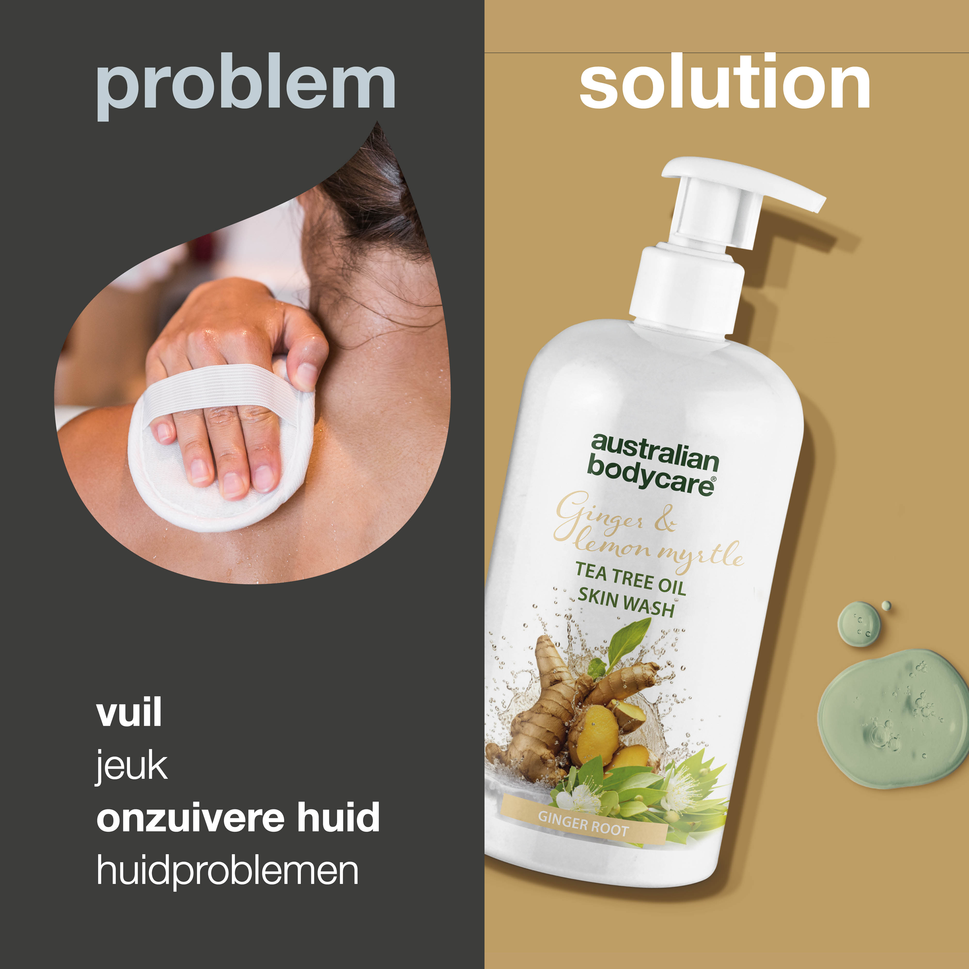Professionele Gember & Citroen Huidreiniger — Professionele lichaamswas met Tea Tree Olie en Gember