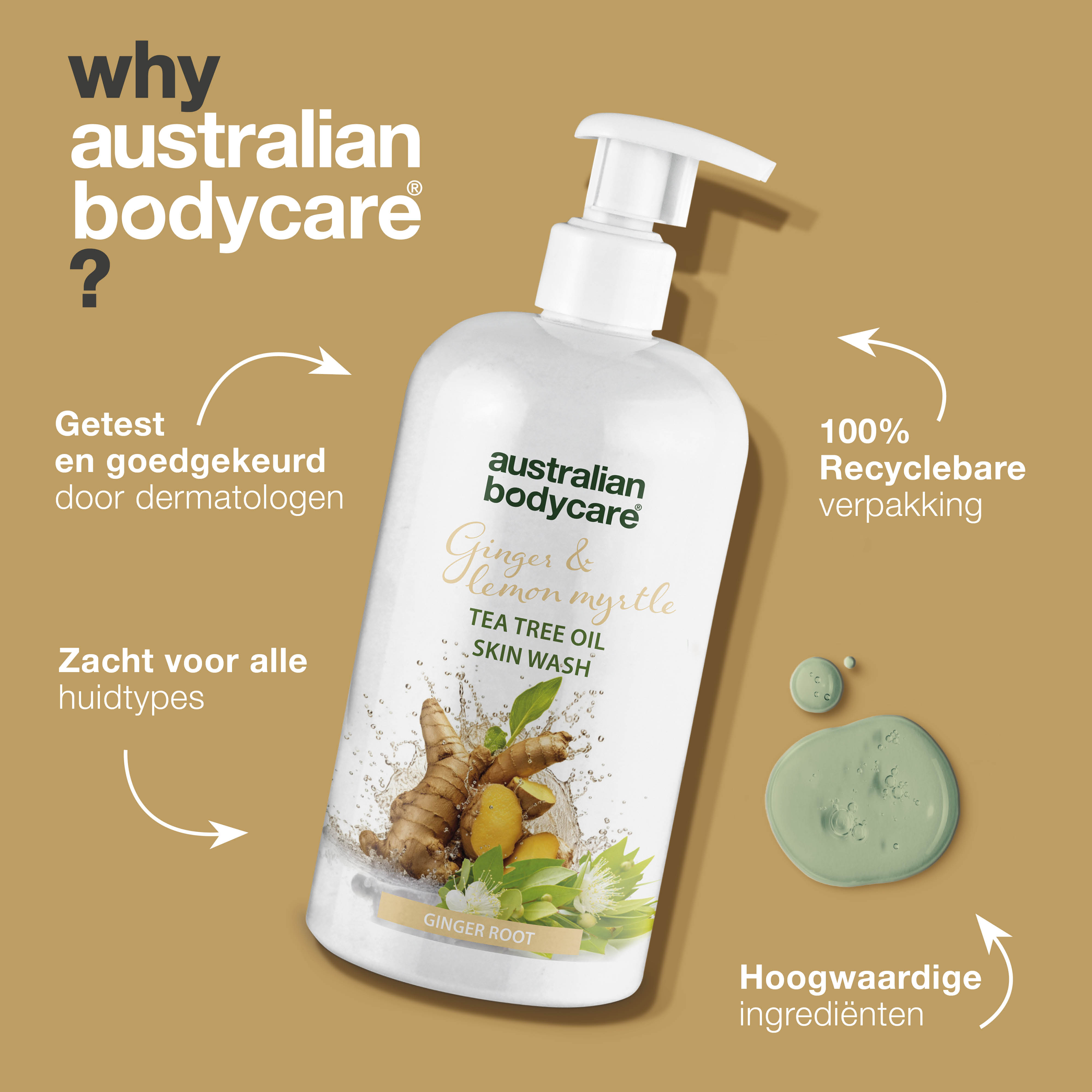 Professionele Gember & Citroen Huidreiniger — Professionele lichaamswas met Tea Tree Olie en Gember