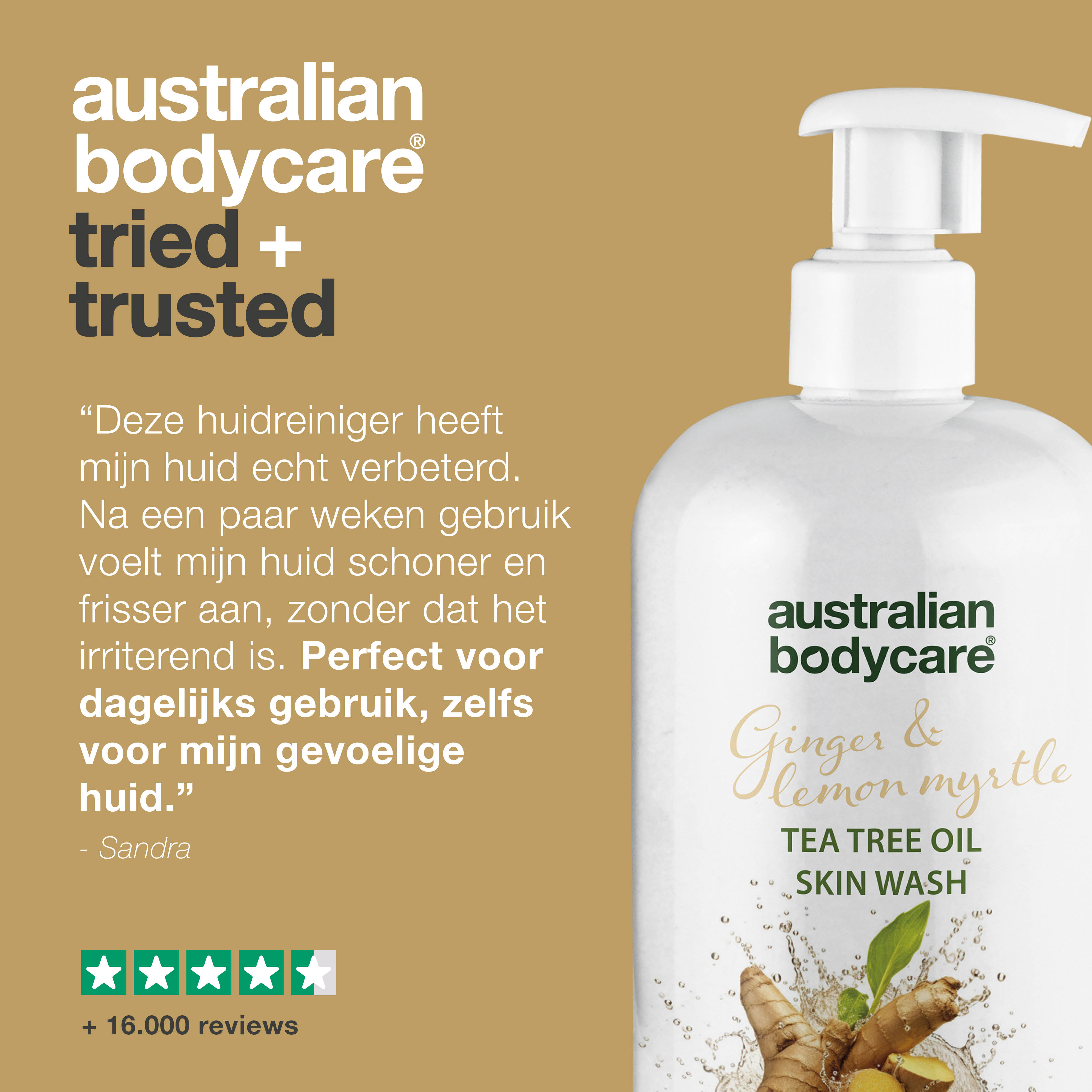Professionele Gember & Citroen Huidreiniger — Professionele lichaamswas met Tea Tree Olie en Gember