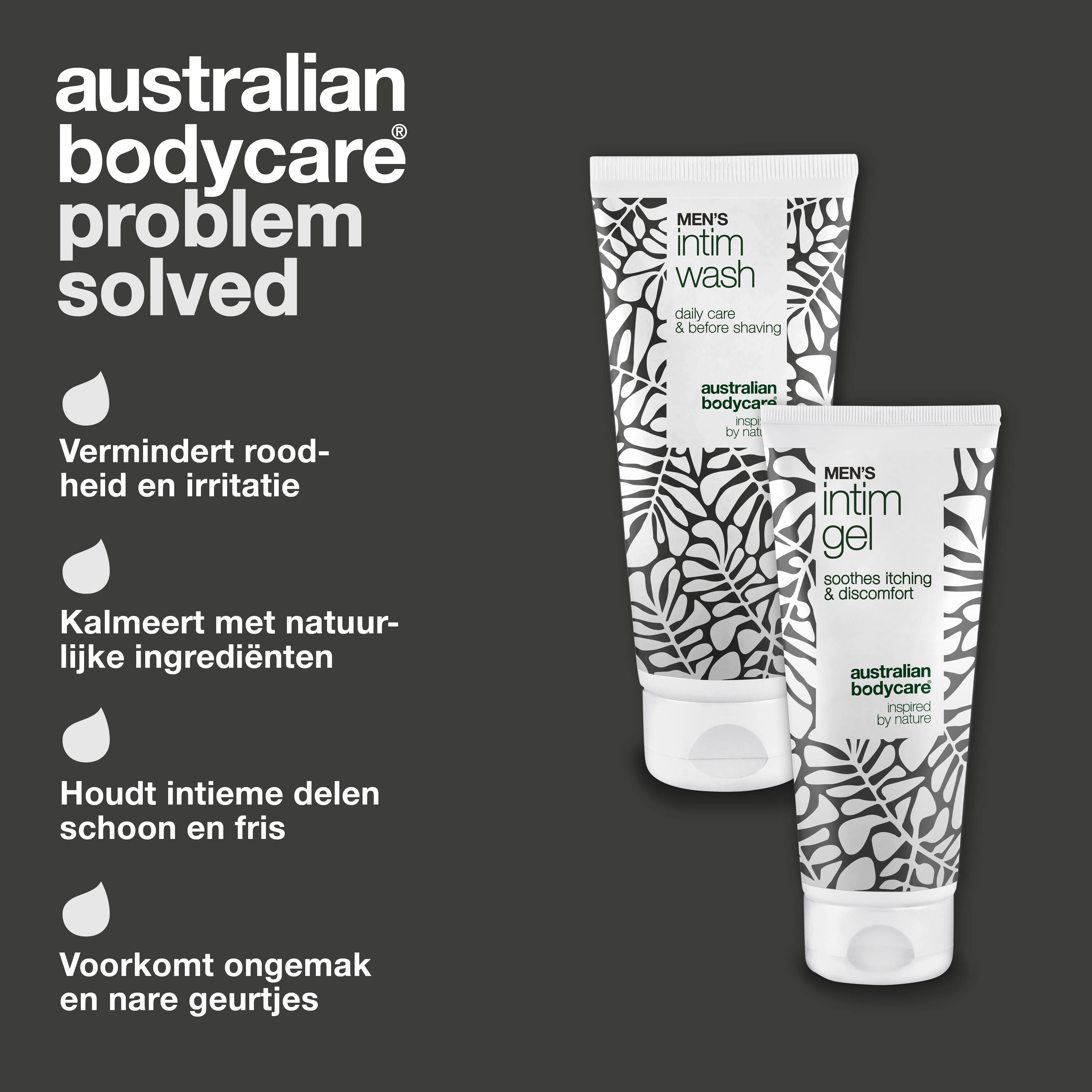 Pakket voor rode voorhuid - Verzachtende was en gel — Kalmeer een rode en geïrriteerde voorhuid met Men's Intimate Wash en Intim Gel. Zachte verzorging voor hygiëne en verlichting.