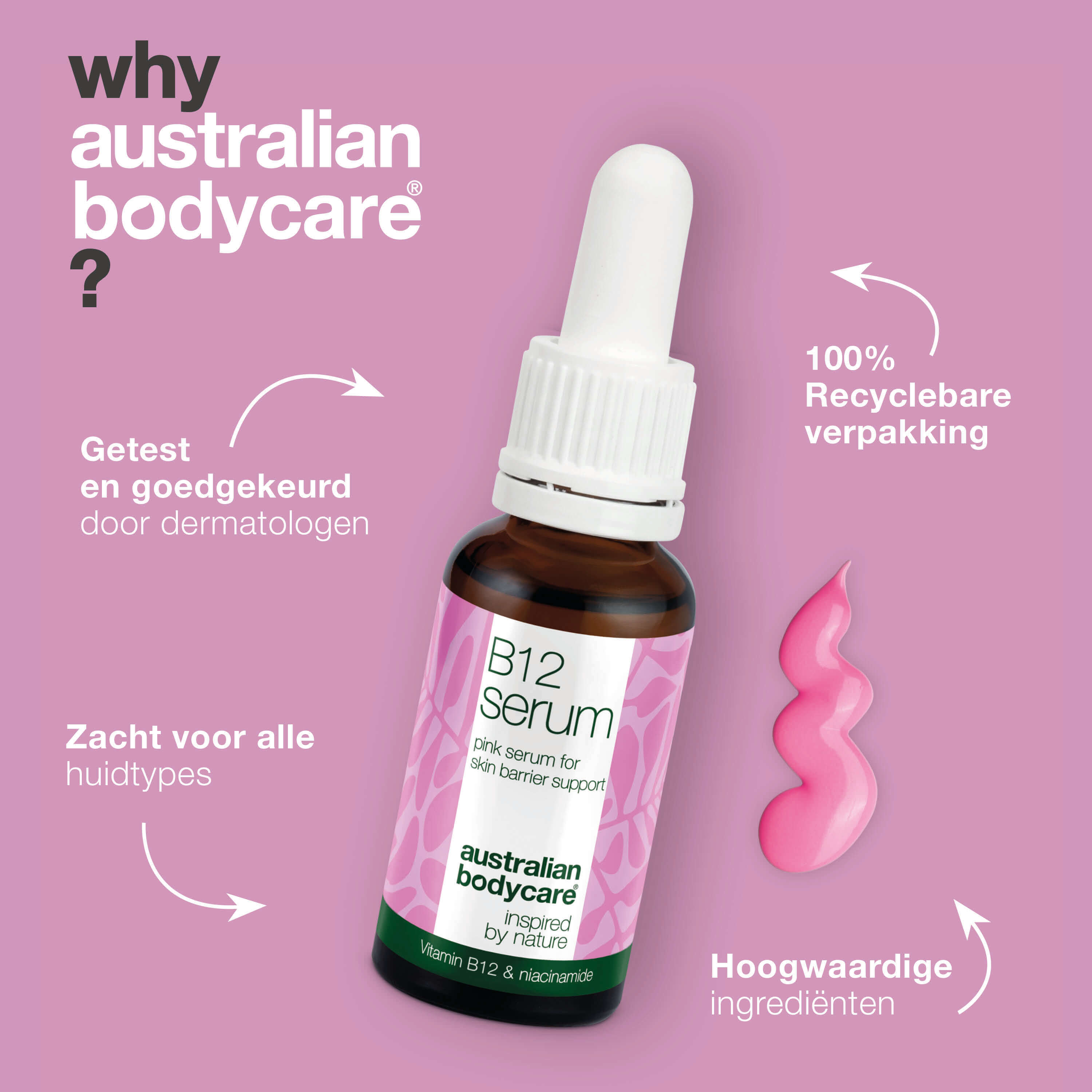 B12 Pink Serum – Verminder roodheid en versterk de huidbarrière — B12 Pink Serum vermindert roodheid en versterkt de huidbarrière. Perfect voor een droge en gevoelige huid.