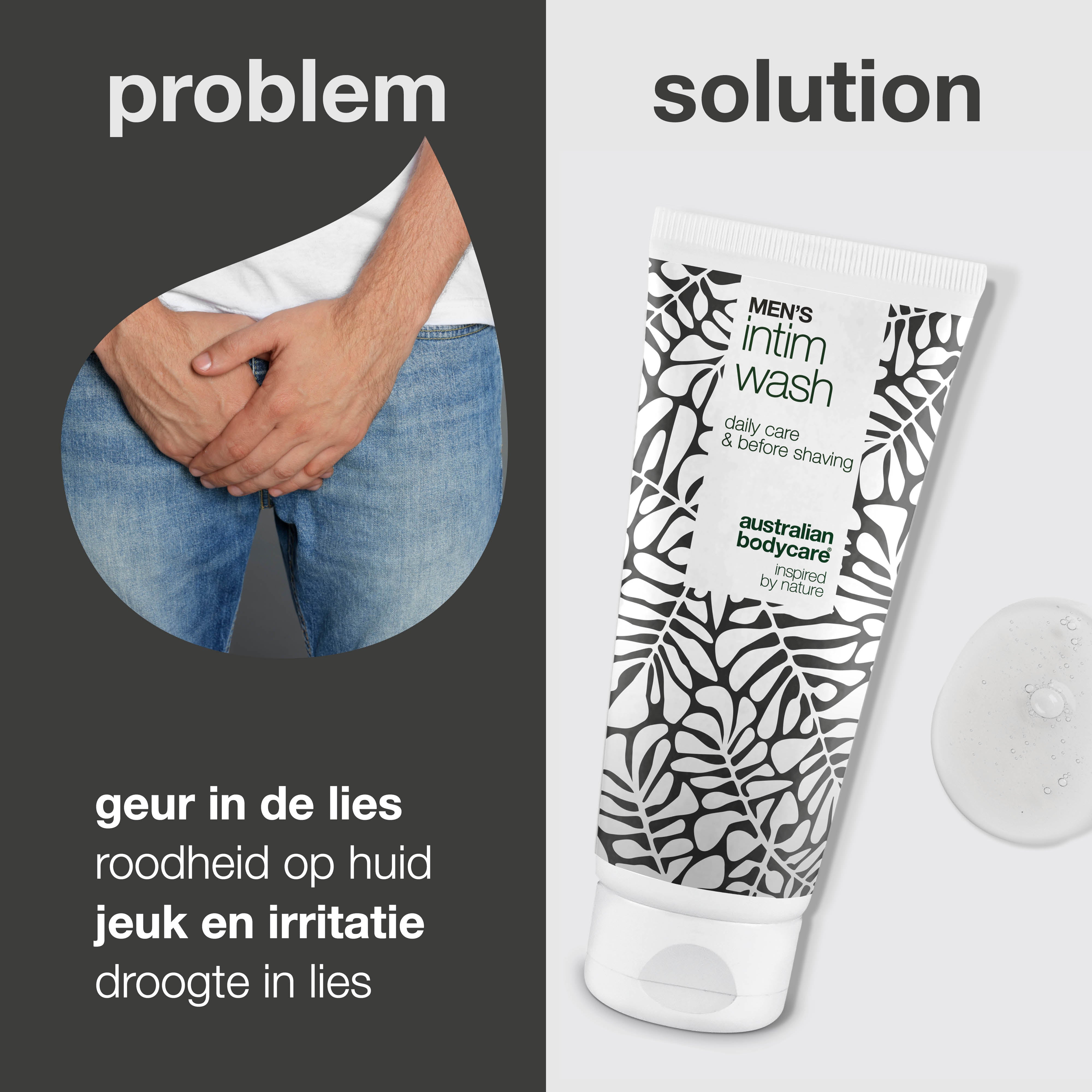 Intieme was voor mannen – Zachte verzorging voor dagelijks gebruik — Effectieve intieme was voor mannen. Helpt irritatie en ongemak te voorkomen. Natuurlijke verzorging voor een gezonde, schone huid.