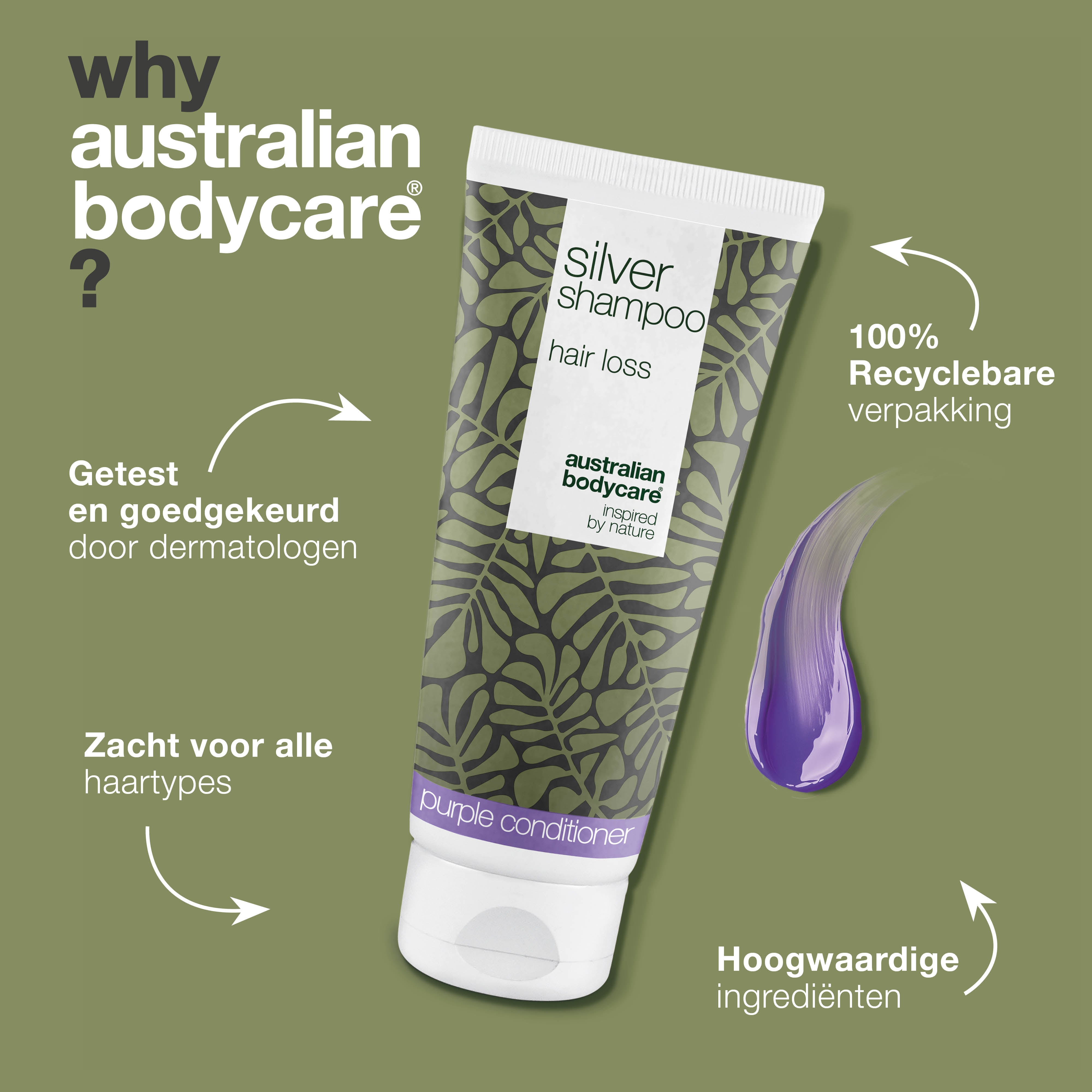 Silver Shampoo – Ondersteunt haargroei en verwijdert gele tonen — Neutraliseer gele tinten met Silver Shampoo. Versterkt en voedt het haar voor een stralende blonde of grijze look.