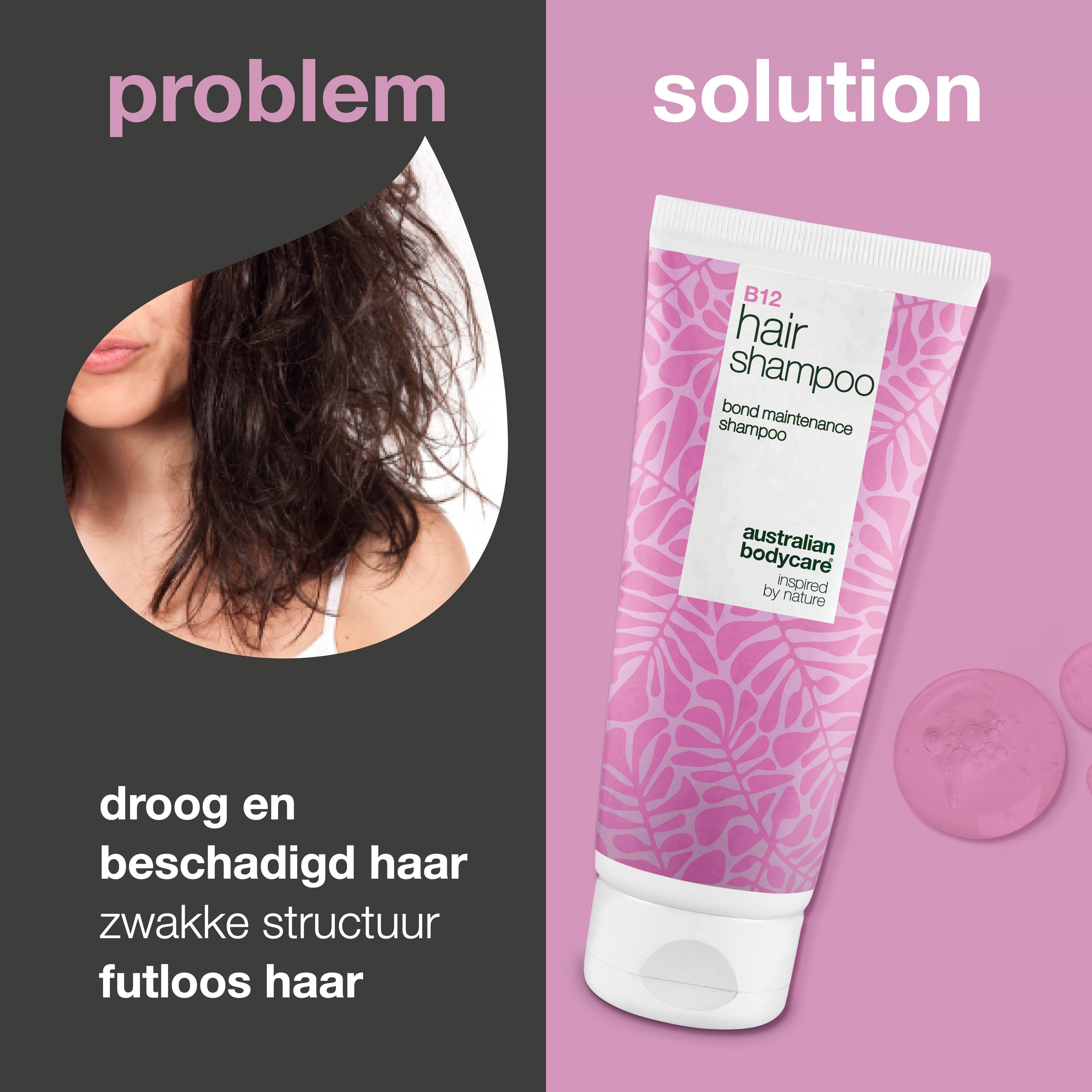 Vitamin B12 Haarsjampoo versterkt en herstelt zwak haar met bond-effect dat de haarvezel opbouwt.