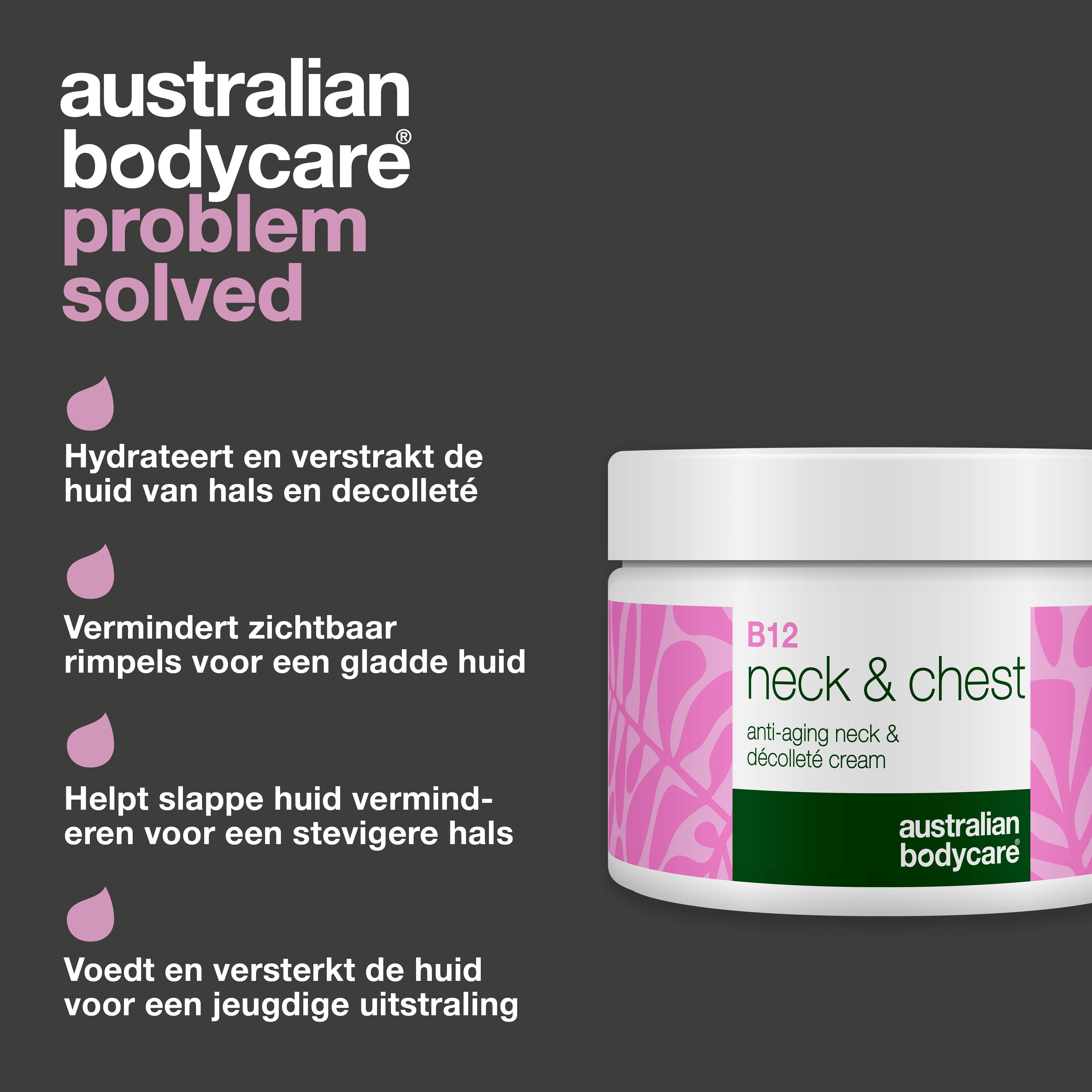 B12 Crème voor Hals en Decolleté – Vermindert rimpels — B12 Hals- en Decolletécrème hydrateert, verstevigt en vermindert rimpels. Voor een gladde, jeugdige huid.
