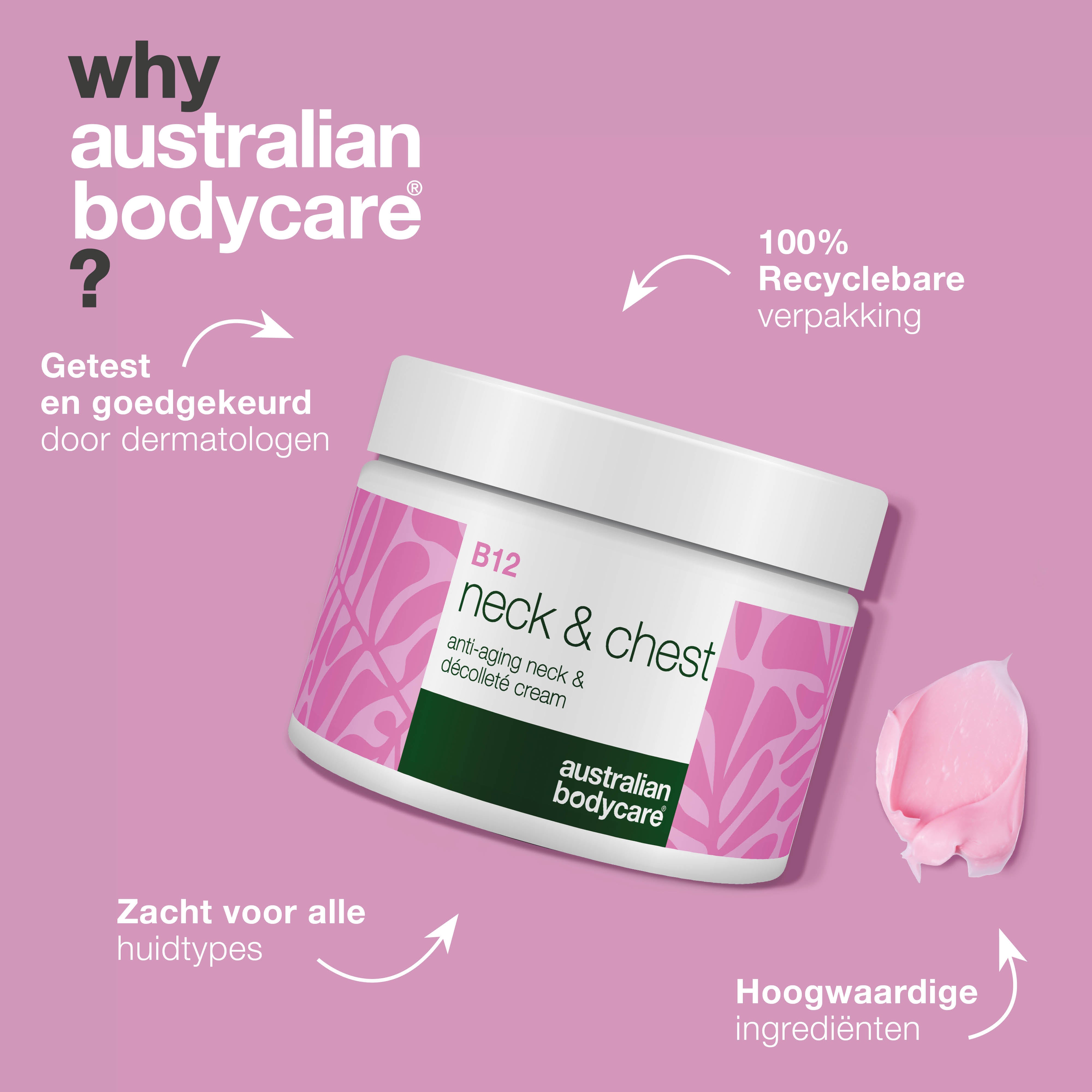 B12 Crème voor Hals en Decolleté – Vermindert rimpels — B12 Hals- en Decolletécrème hydrateert, verstevigt en vermindert rimpels. Voor een gladde, jeugdige huid.