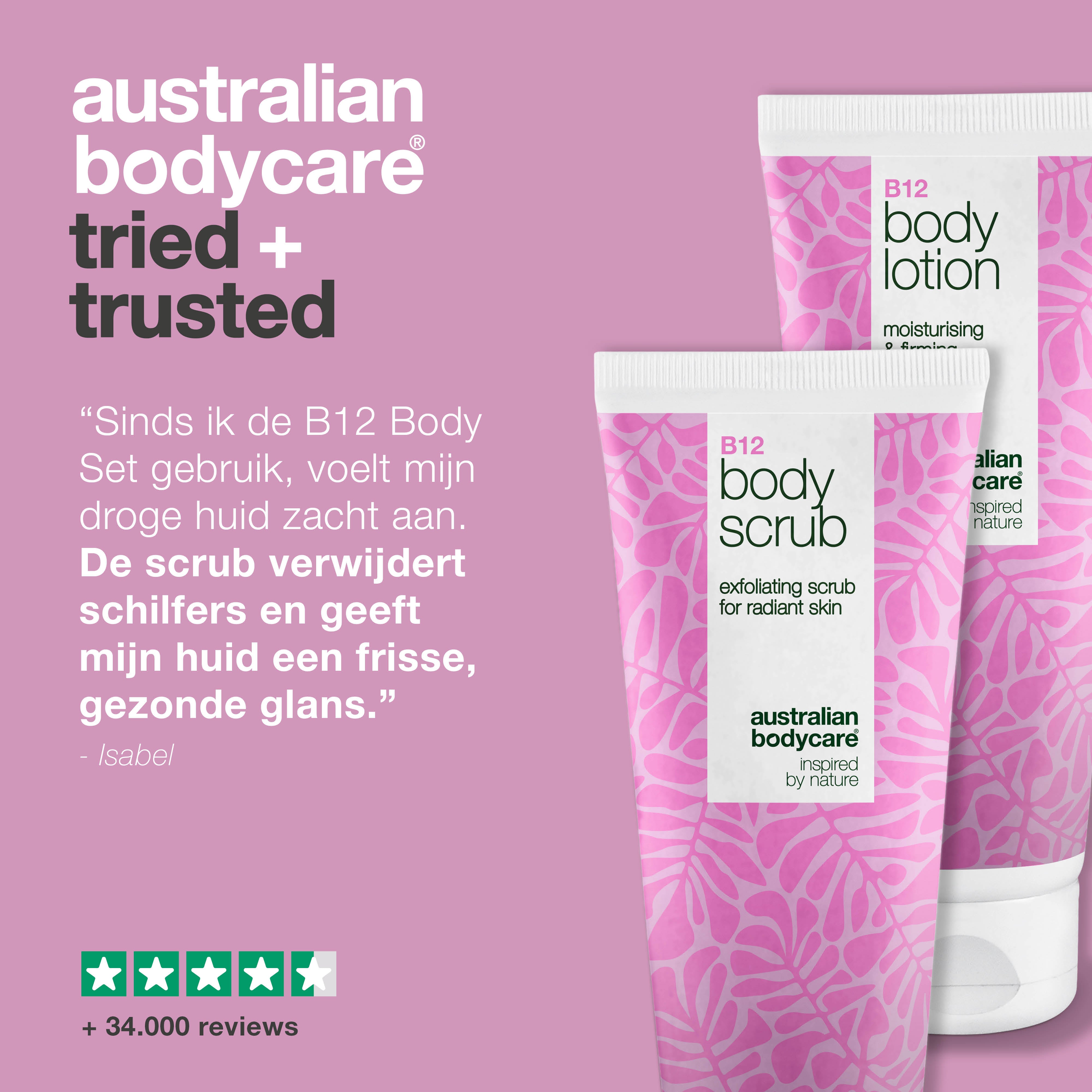 B12-huidverzorgingsset voor droge huid – Exfoliatie & diepwerkende hydratatie — Hydraterende B12 Body Scrub & Lotion voor de droge en gevoelige huid.