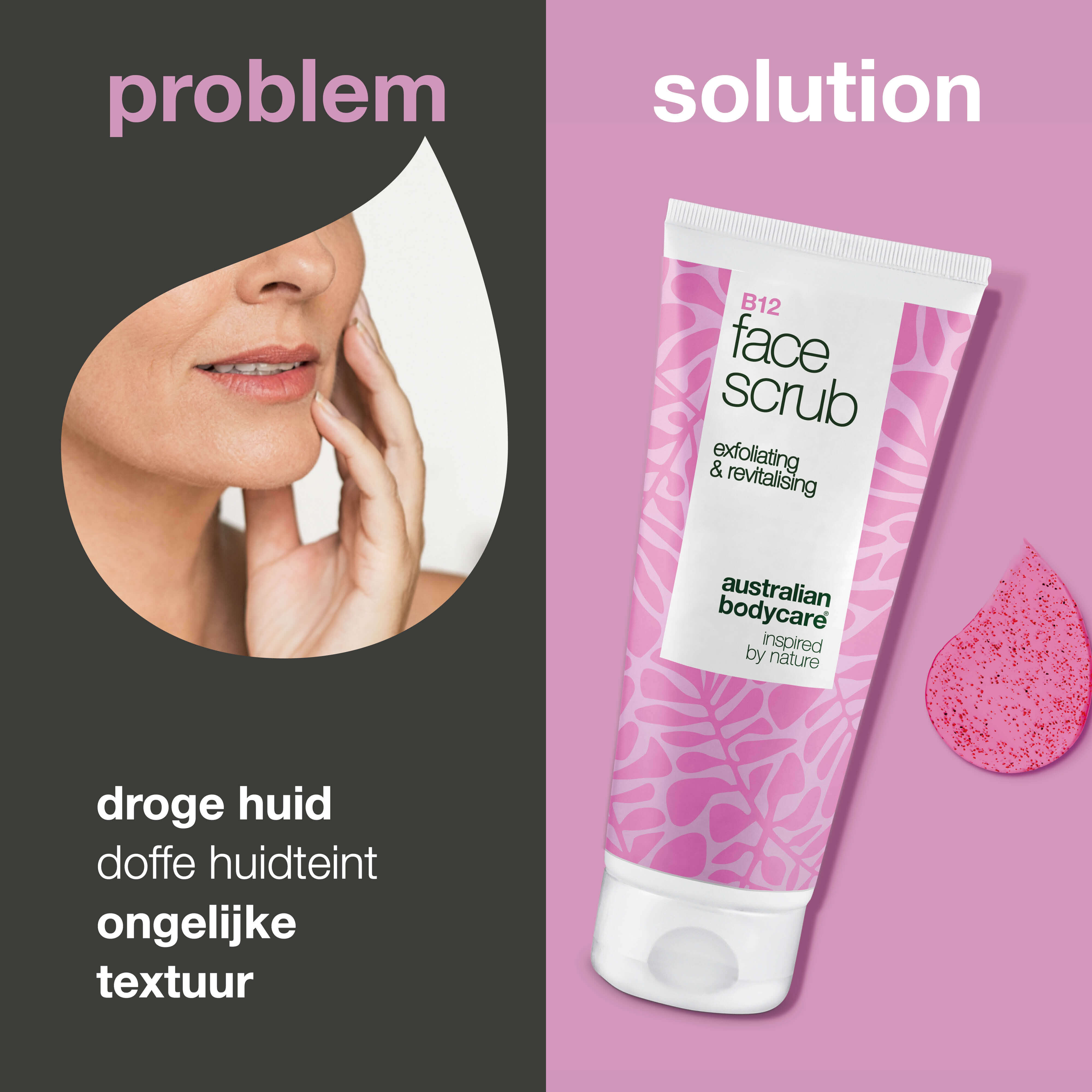 Gezichtsscrub voor reiniging en exfoliatie van doffe huid – met B12