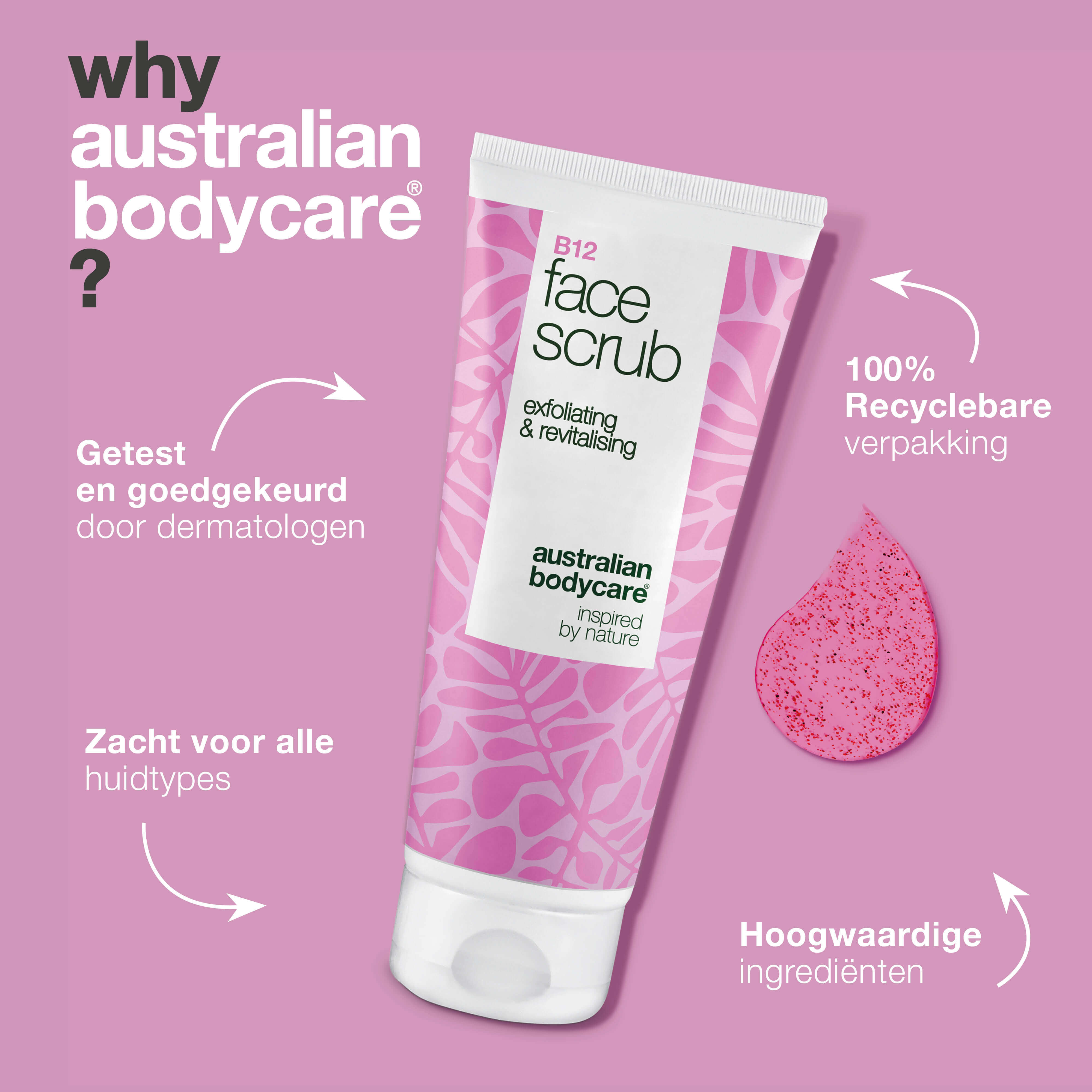 Gezichtsscrub voor reiniging en exfoliatie van doffe huid – met B12