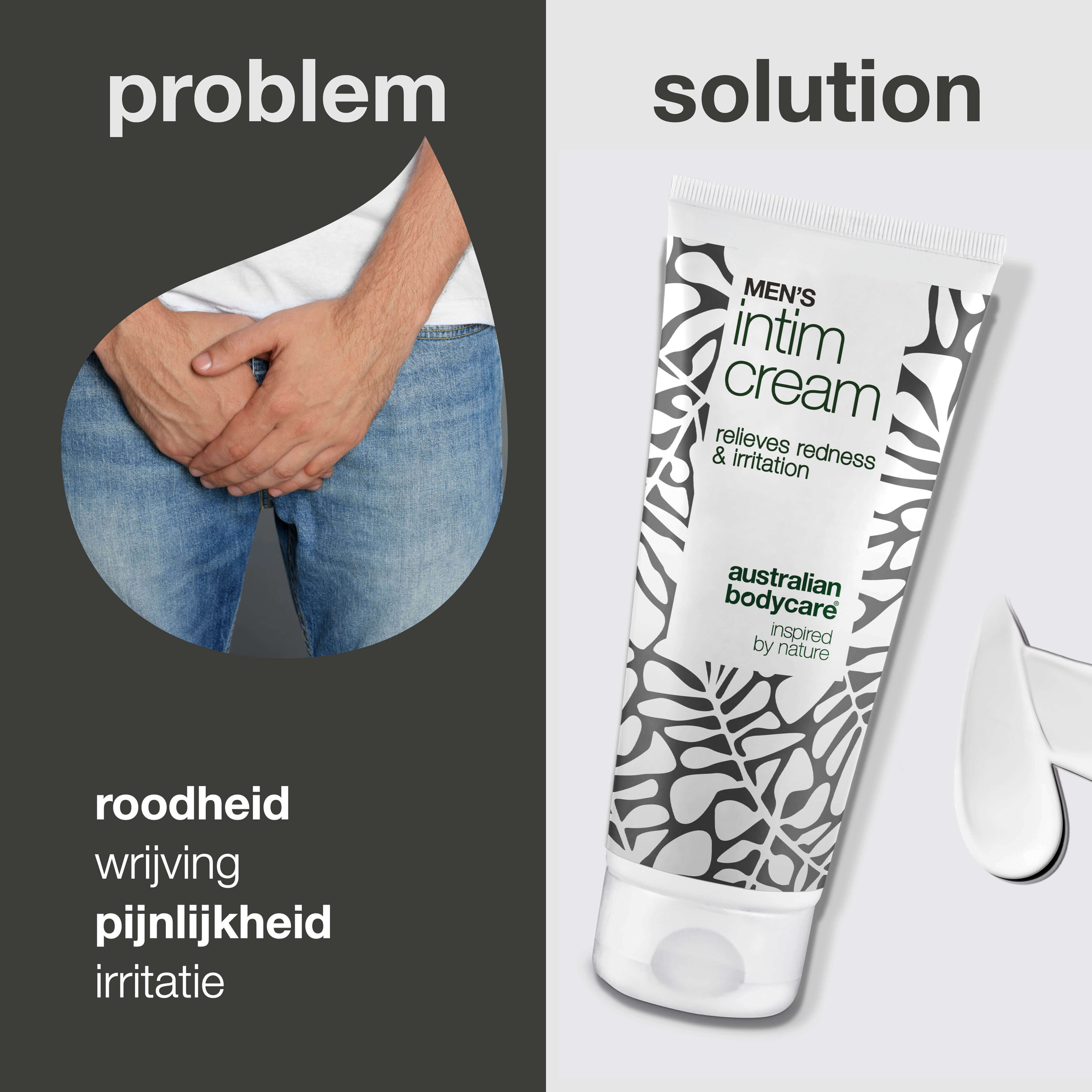 Mannen Intieme Crème – verlicht jeuk en wrijving — Mannen Intieme Crème beschermt tegen roodheid en irritatie. Bevat sheaboter, bijenwas en zink voor optimale verzorging en bescherming.