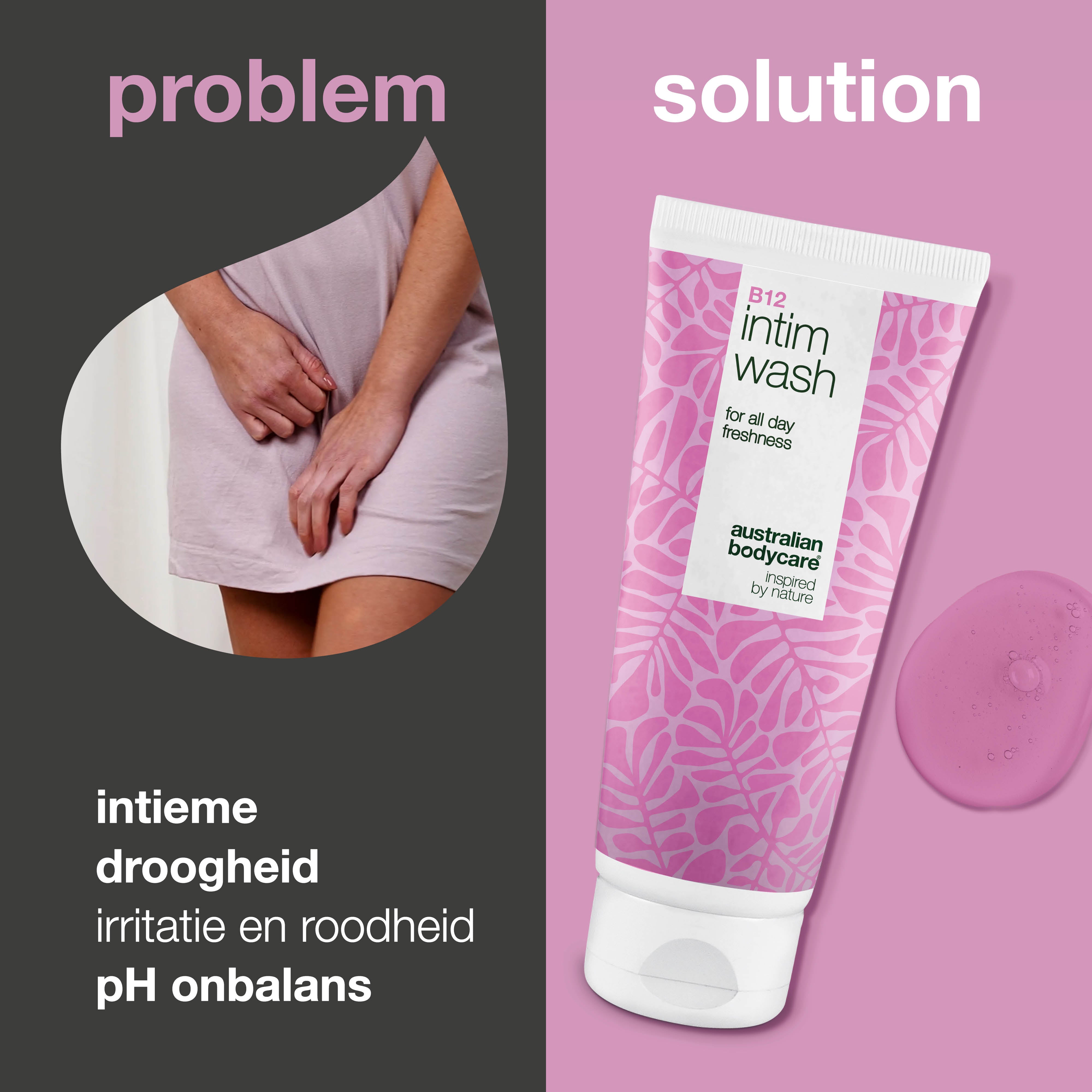 Intieme wasgel voor droogheid, jeuk en irritatie. Met vitamine B12, hydraterende glycerine en milde, plantaardige reinigers. Voor vrouwen 40+.