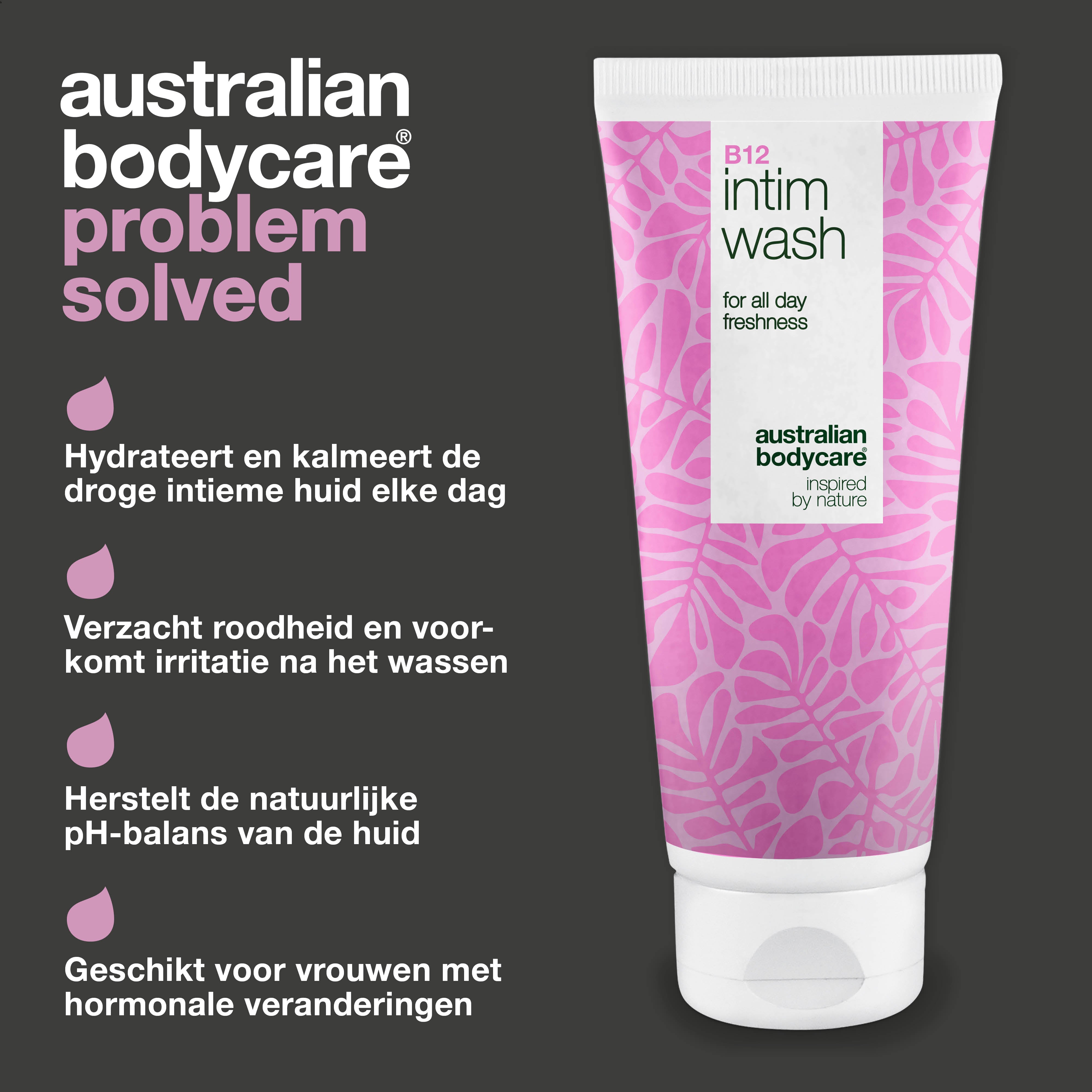 Intieme wasgel voor droogheid, jeuk en irritatie. Met vitamine B12, hydraterende glycerine en milde, plantaardige reinigers. Voor vrouwen 40+.