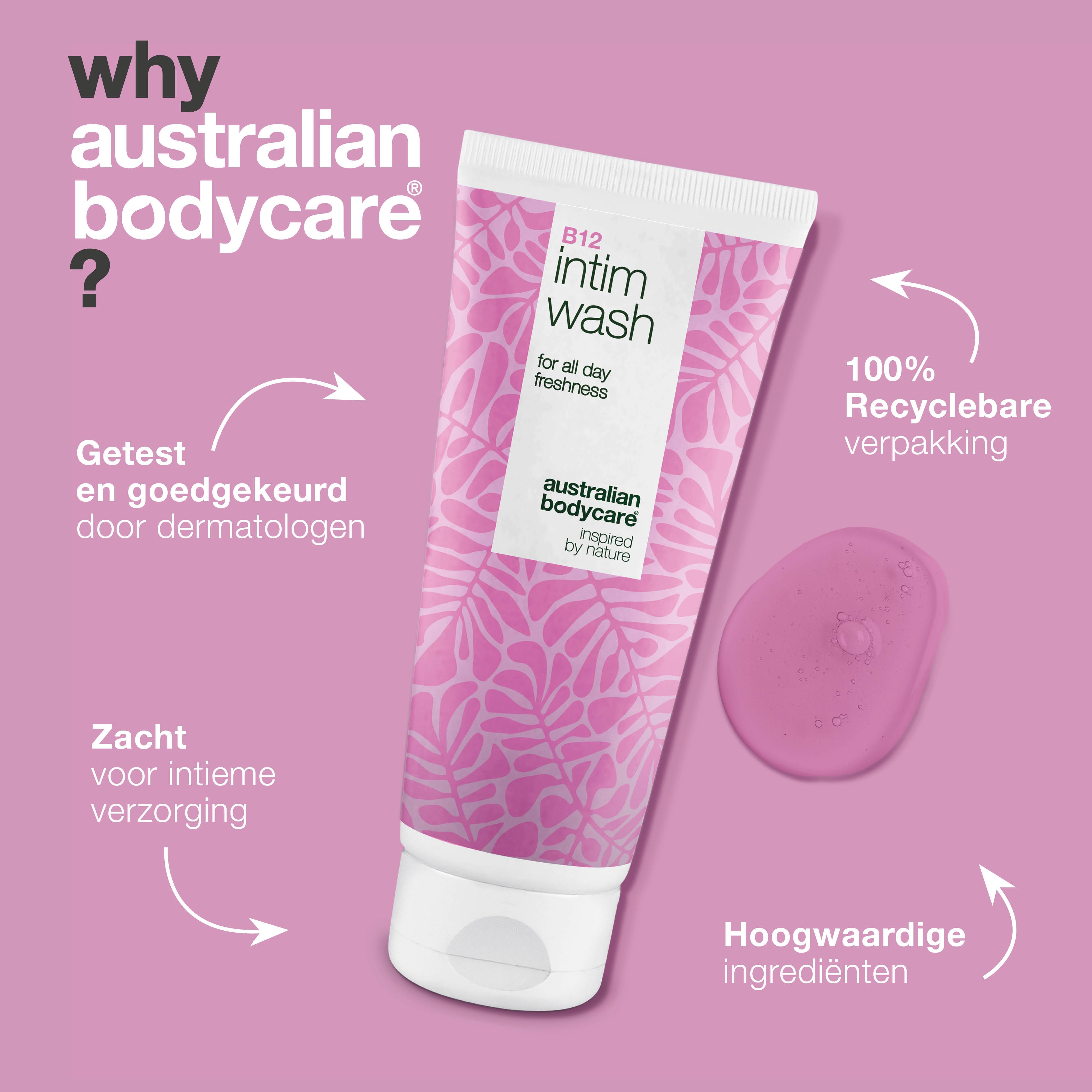 Intieme wasgel voor droogheid, jeuk en irritatie. Met vitamine B12, hydraterende glycerine en milde, plantaardige reinigers. Voor vrouwen 40+.