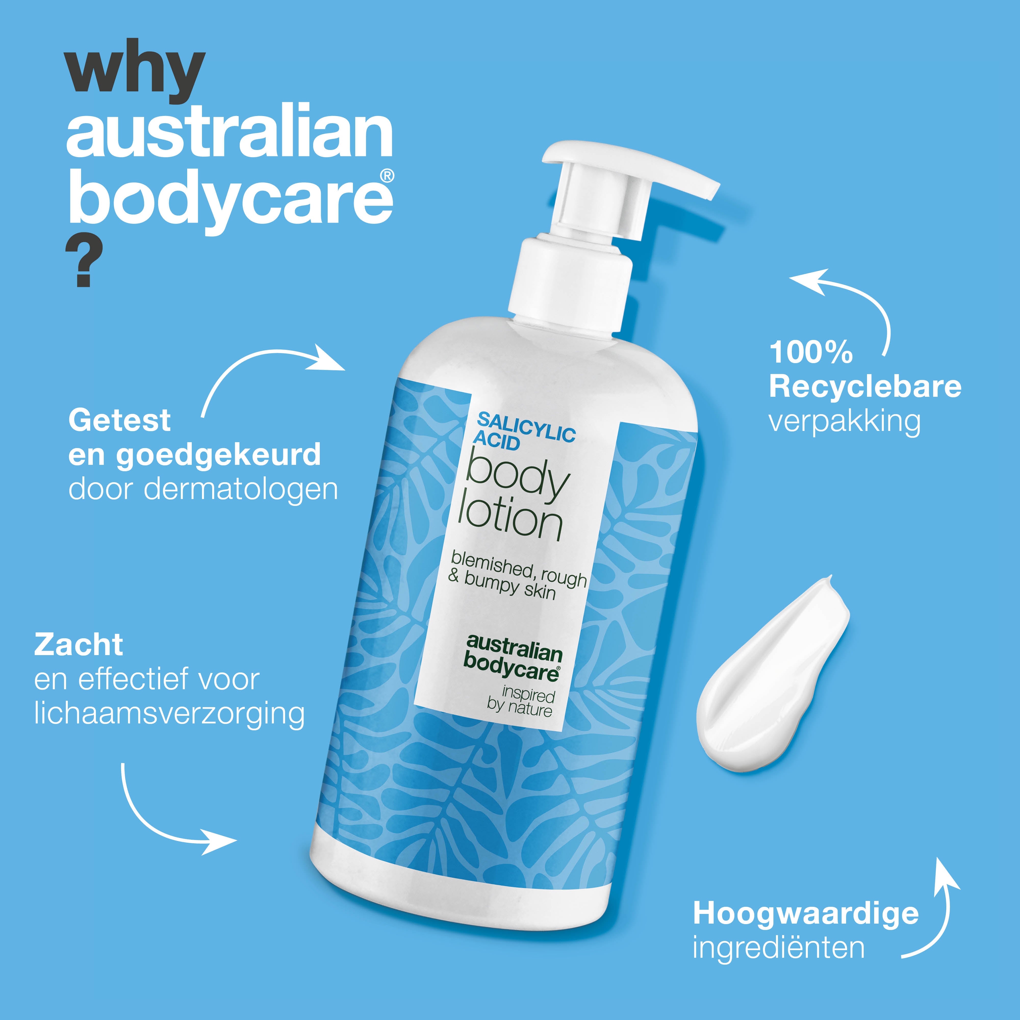 Body Lotion met salicylzuur – tegen onzuiverheden en droge huid —  Body Lotion met salicylzuur exfolieert, hydrateert en helpt bij onzuiverheden, ruwe en droge huid. Perfect voor dagelijks gebruik.