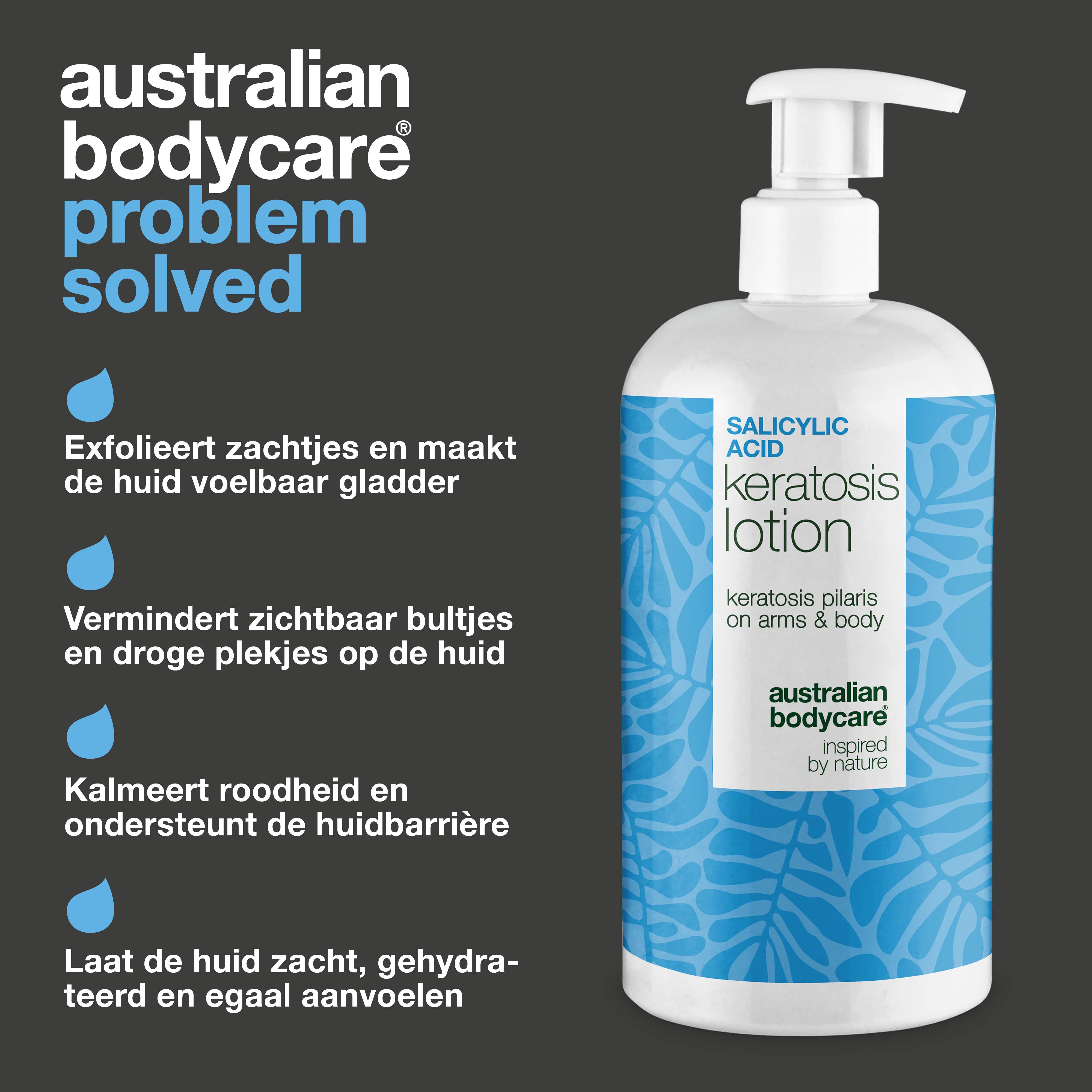 Body lotion bij keratosis pilaris en ruwe, bobbelige huid — Body lotion voor keratosis pilaris en droge huid. Verzacht met salicylzuur, niacinamide en zink.