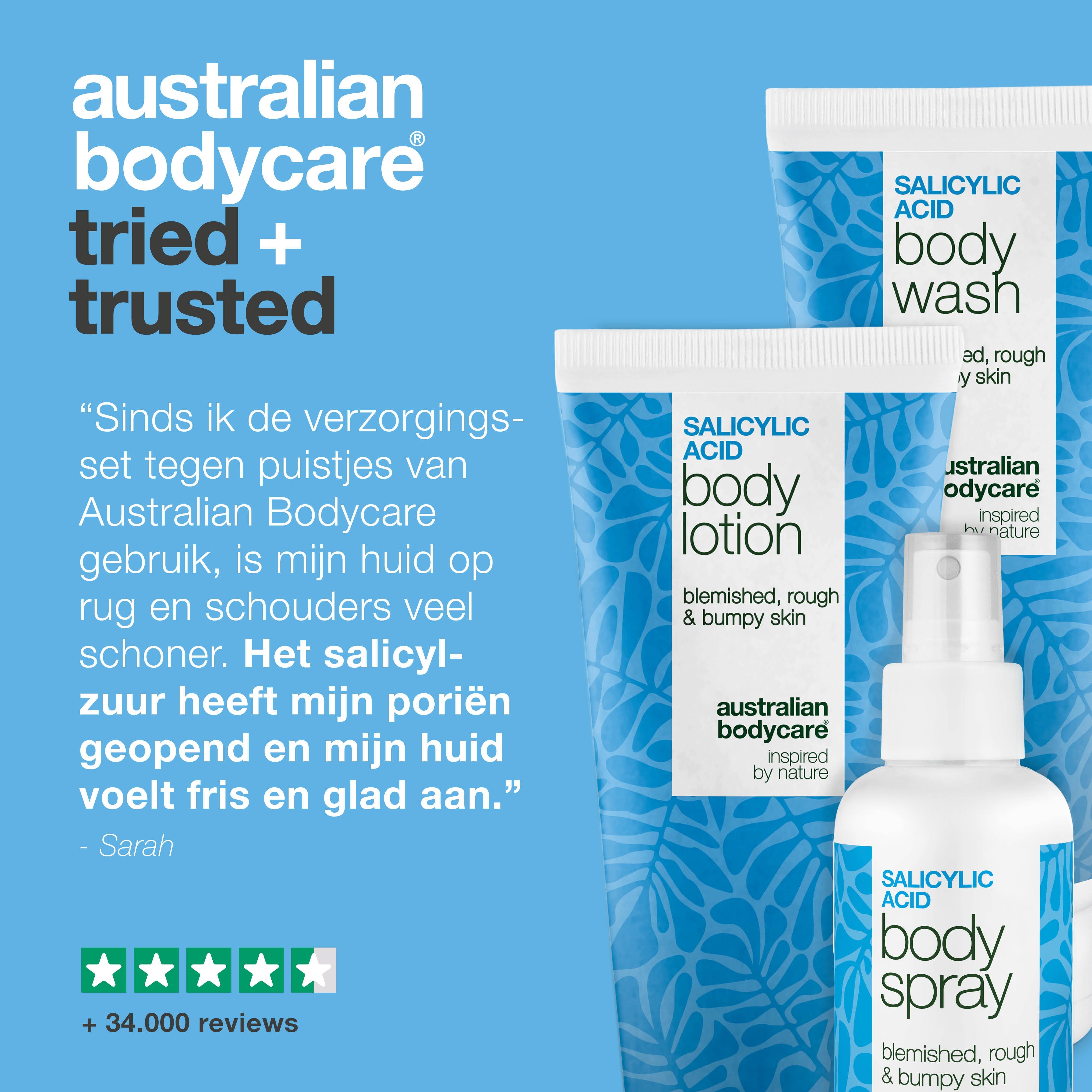 Lichaamsverzorgingsset tegen puistjes – schone en gladde huid — Verzorgingsset tegen puistjes en onzuiverheden. Reinigt poriën diep met salicylzuur, niacinamide en zink voor een gladdere huid.