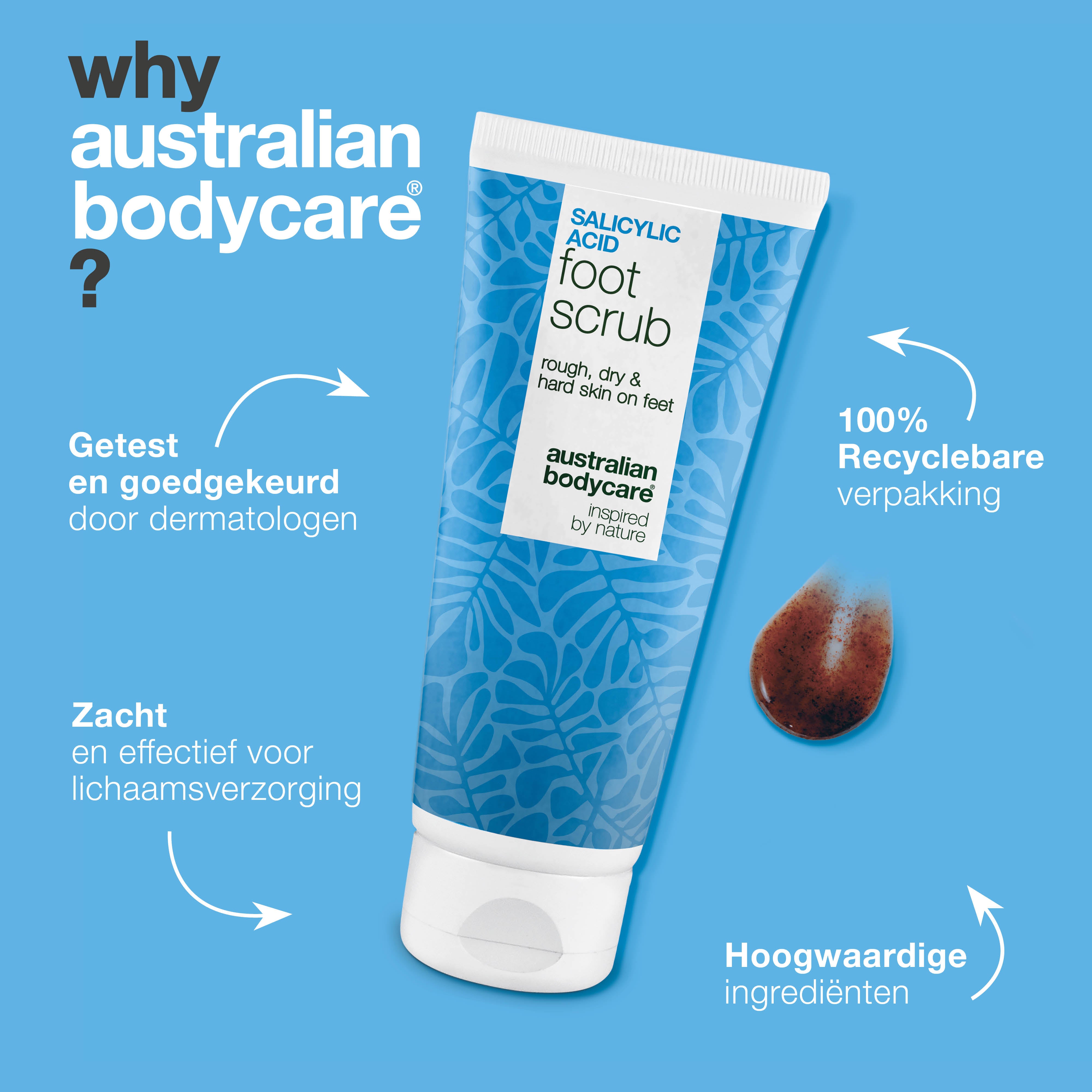 Exfoliërende voetscrub met salicylzuur tegen ruwe en droge huid voor zachte voeten