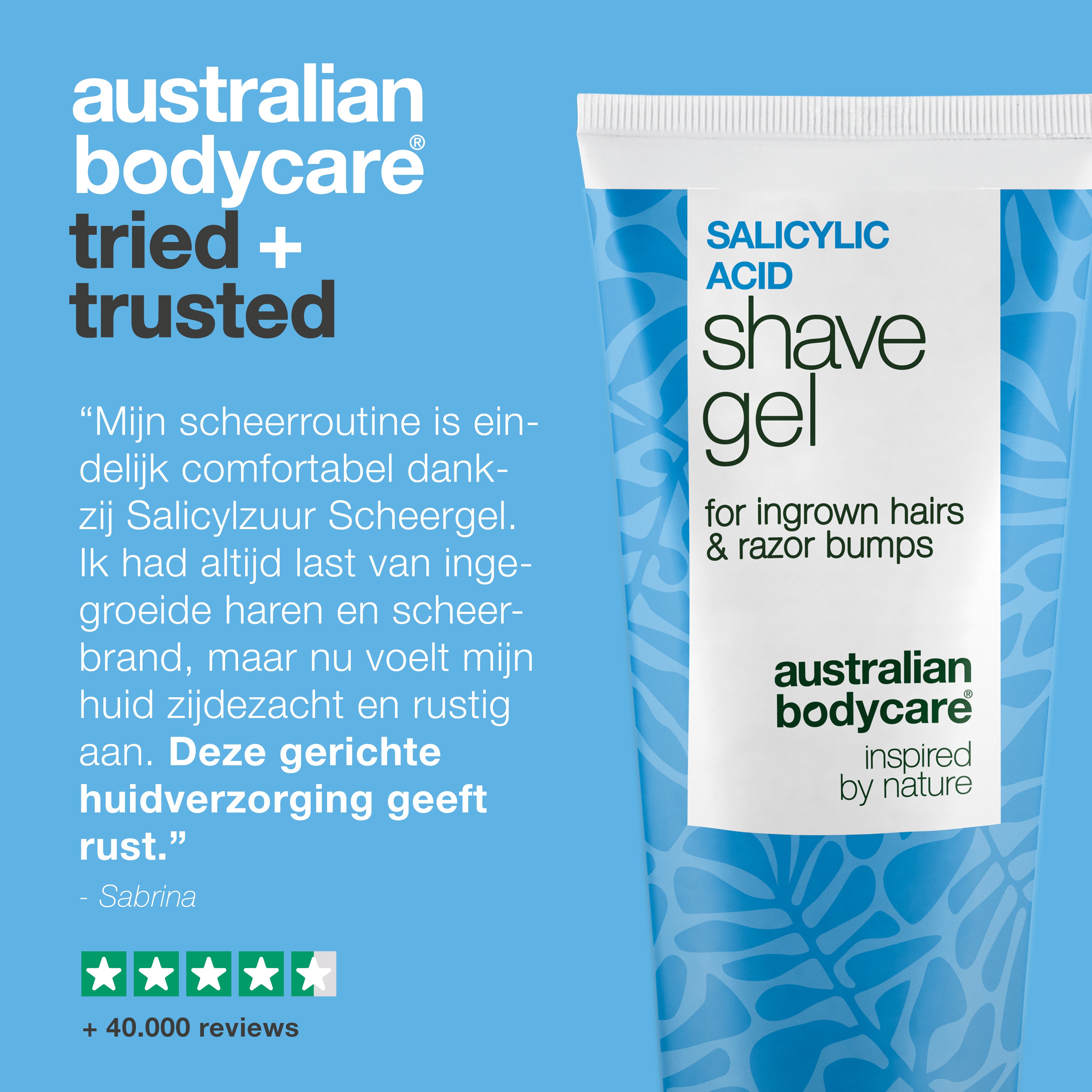 Salicylzuur Scheergel tegen ingegroeide haren en bultjes — Salicylzuur Scheergel tegen ingegroeide haren en jeuk. Verrijkt met salicylzuur, glycerine en panthenol voor een irritatievrije scheerbeurt.