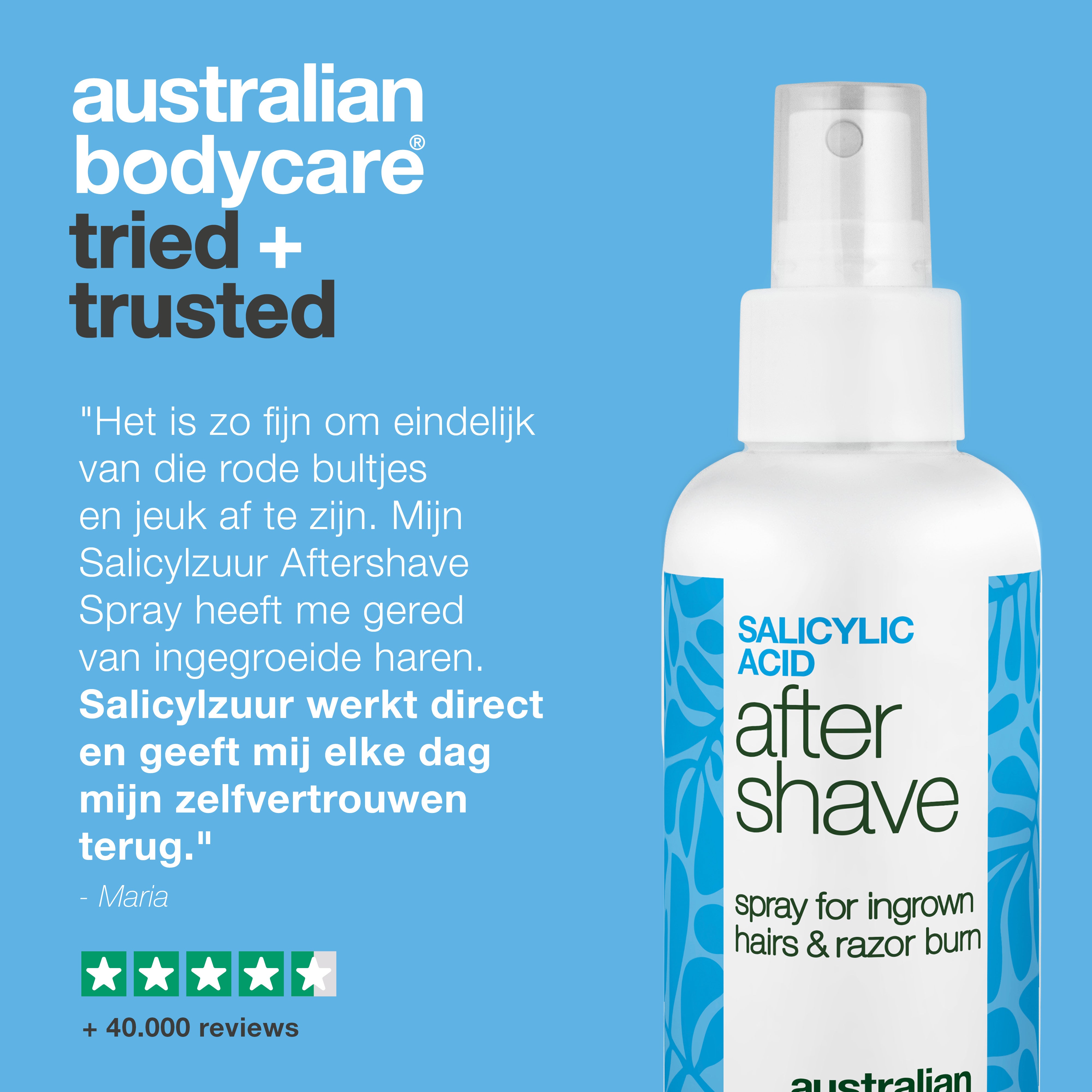 Salicylzuur After Shave Spray tegen scheerbultjes — After Shave Spray tegen scheerbultjes en ingegroeide haren. Kalmeert jeuk met Salicylzuur, Aloë Vera en Panthenol. Voor een gladde huid.