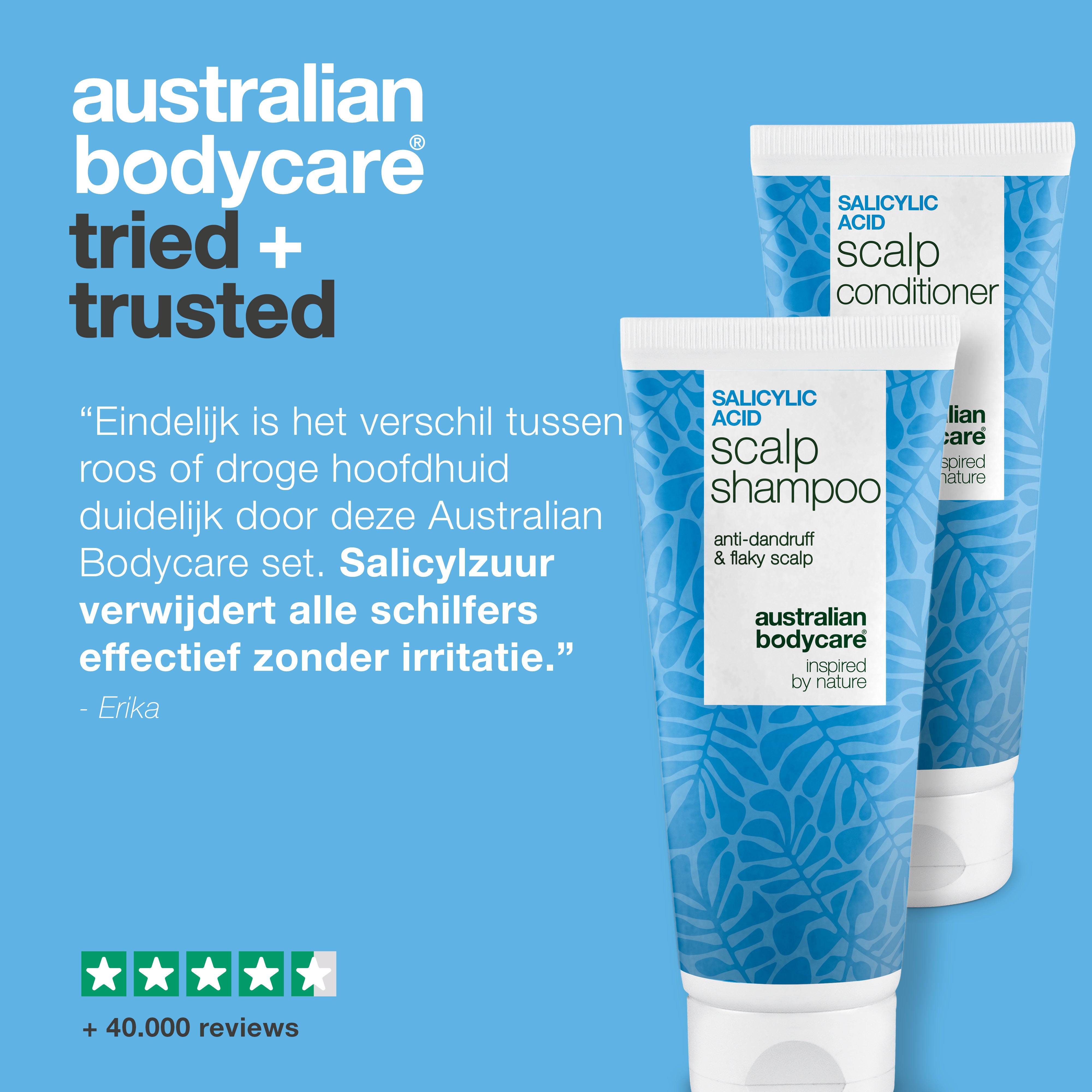 Tried and trusted: klantbeoordeling van de set tegen roos en droge hoofdhuid – 4,5 sterren op basis van 40.000+ reviews
