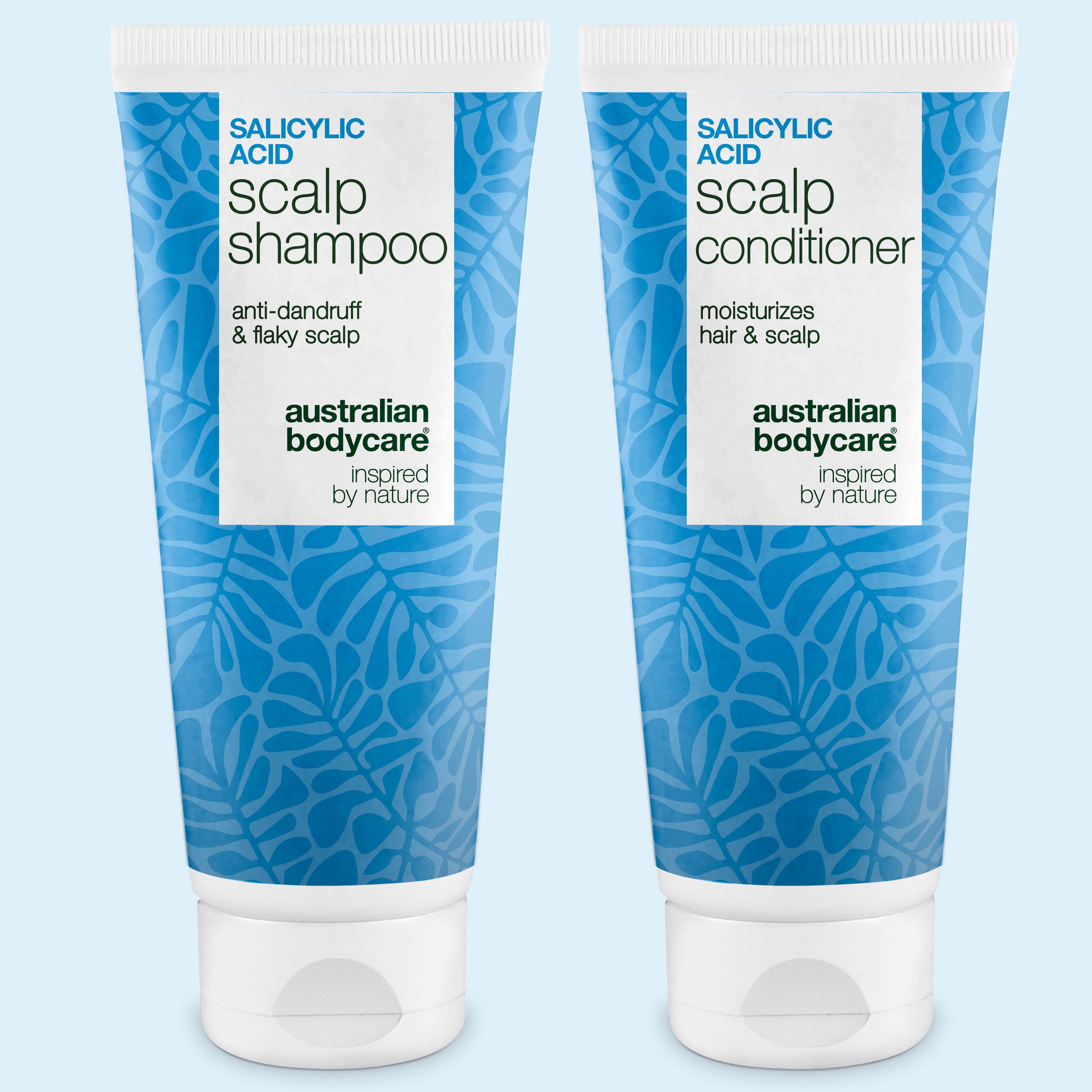 Set tegen roos en droge hoofdhuid met Salicylzuur scalp shampoo en conditioner van Australian Bodycare