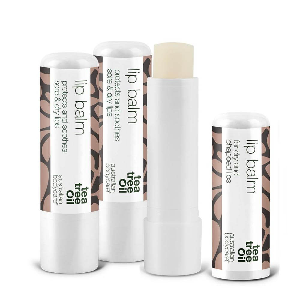 3x lippenbalsem met Tea Tree Olie voor droge lippen & verzorging van koortslip