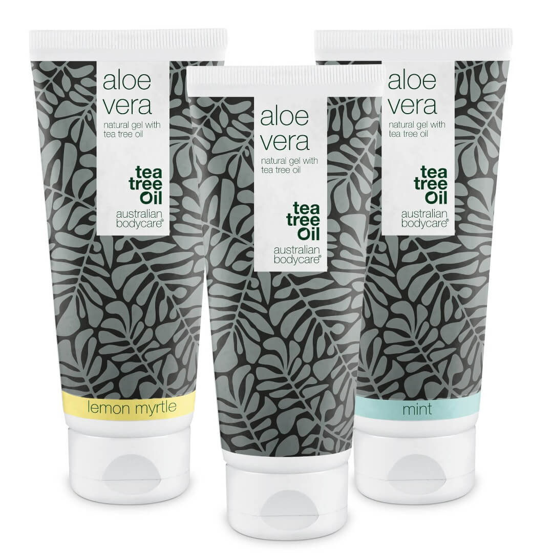 3 Aloë Vera gel  - pakketaanbieding — Pakketaanbieding met 3 Aloë Vera gel (200 ml.) Tea Tree Olie, Lemon Myrtle & Mint