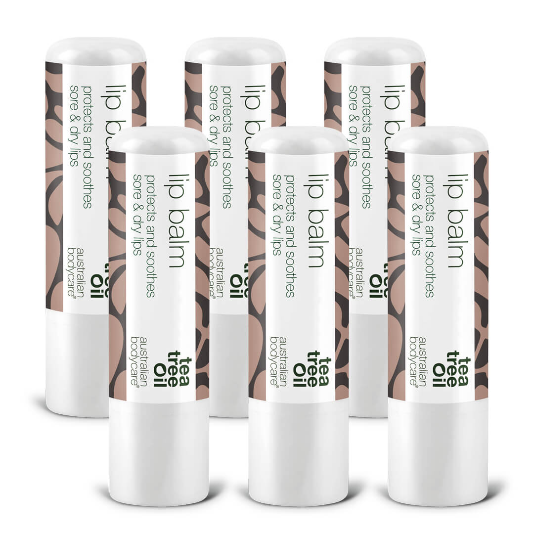 Lippenbalsem voor de verzorging van droge lippen — 3x lippenbalsem met Tea Tree Olie voor droge lippen & verzorging van koortslip