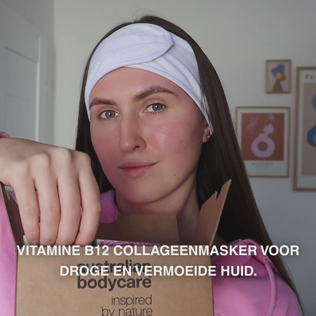 Vitamine B12 Collageenmasker voor droge en vermoeide huid — Vitamine B12 Collageenmasker voor droge huid. Met B12, niacinamide, peptiden, collageen en hyaluronzuur voor hydratatie en glans.