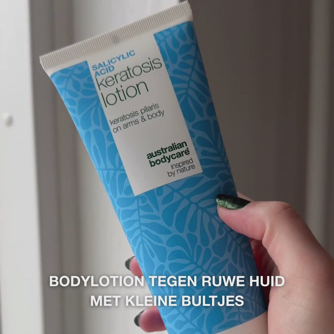 Keratosis Pilaris Body Lotion verzacht ruwe, droge huid en bultjes. Voor dagelijks gebruik. Met salicylzuur, niacinamide en zinc PCA.