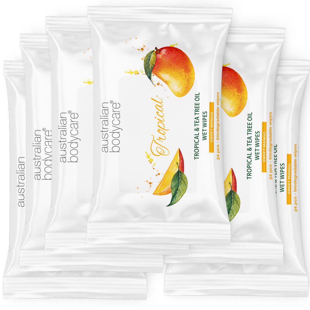 Vochtige doekjes met Mango & Tea Tree Olie 24 stuks - Voor dagelijkse reiniging van lichaam en gezicht