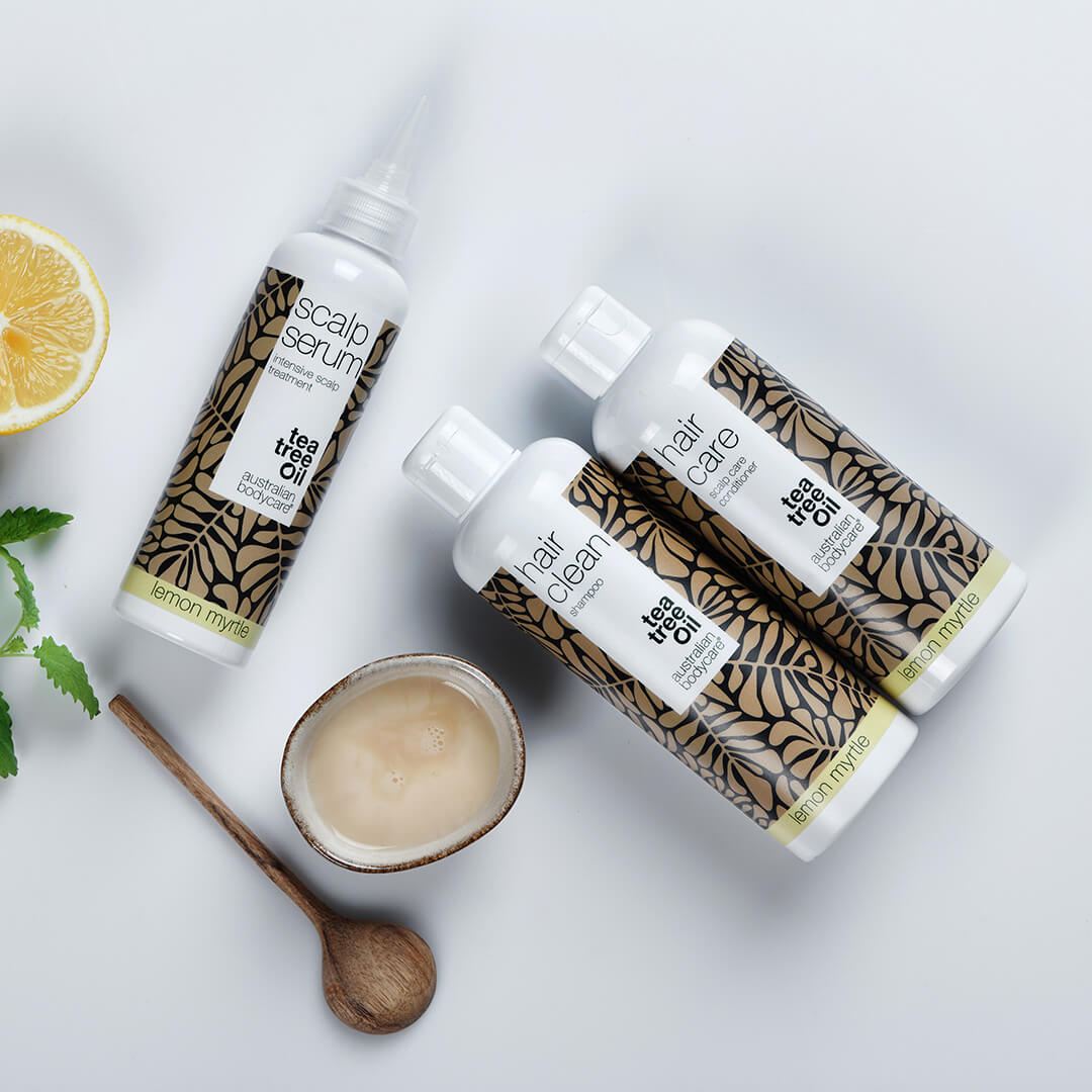 Hoofdhuidpakket met Lemon Myrtle - 3 producten met Tea Tree Olie en Lemon Myrtle tegen roos en droge hoofdhuid
