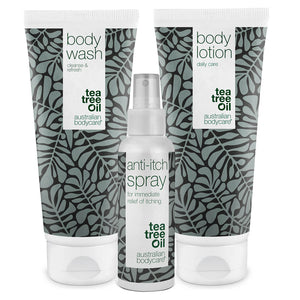 Een pakket met 3 producten bij jeukend gevoel op het lichaam - Kalmerende producten voor een droge en ruwe huid