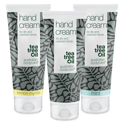 3 Hand Cream — pakketaanbieding - Pakketaanbieding met 3 handcrèmes (100 ml): Tea Tree Olie, Lemon Myrtle & Mint