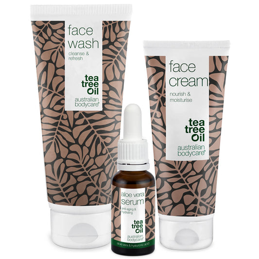 Pakket voor rimpels en uitgedroogde huid - 3 anti aging producten voor de droge huid: gezichtsreiniger, Aloë Vera Serum en crème